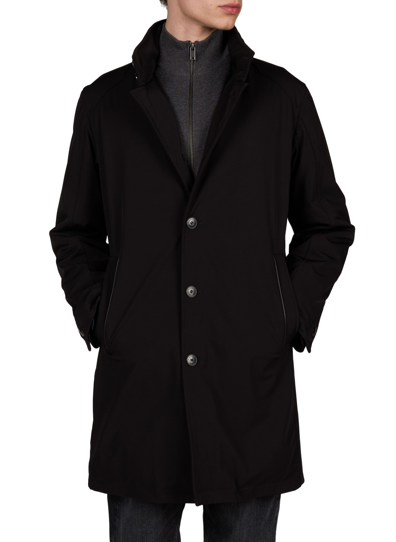 Manteau ajusté à col montant  NORWEGIAN WOOL Noir