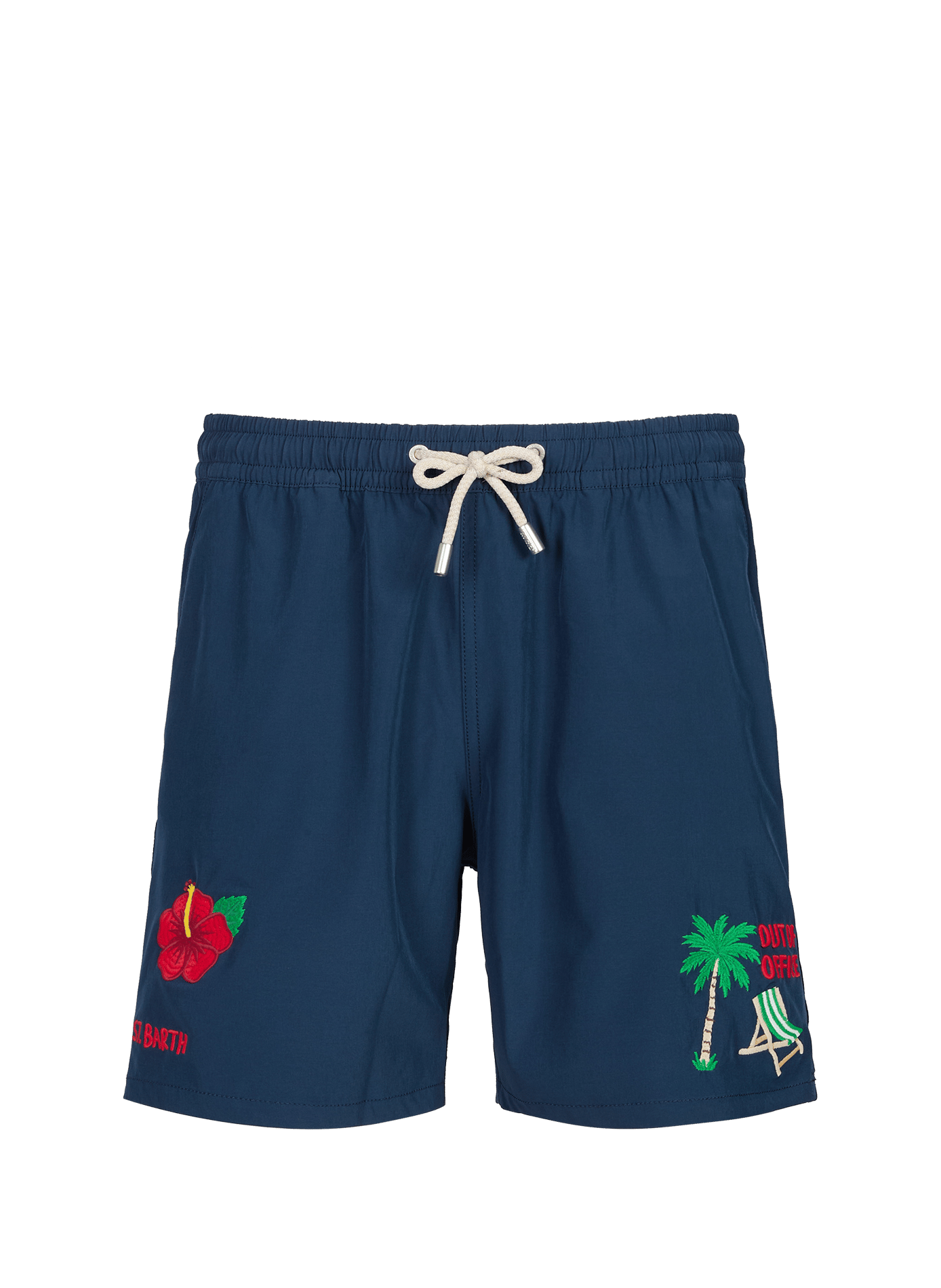 Bañador corto liso con bordado MC2 SAINT BARTH Azul