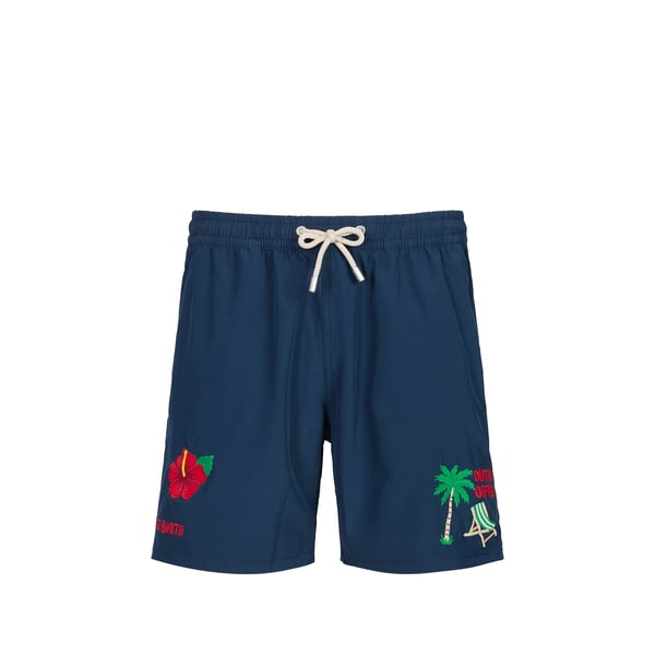 Short de bain uni à broderie Short de bain uni à broderie