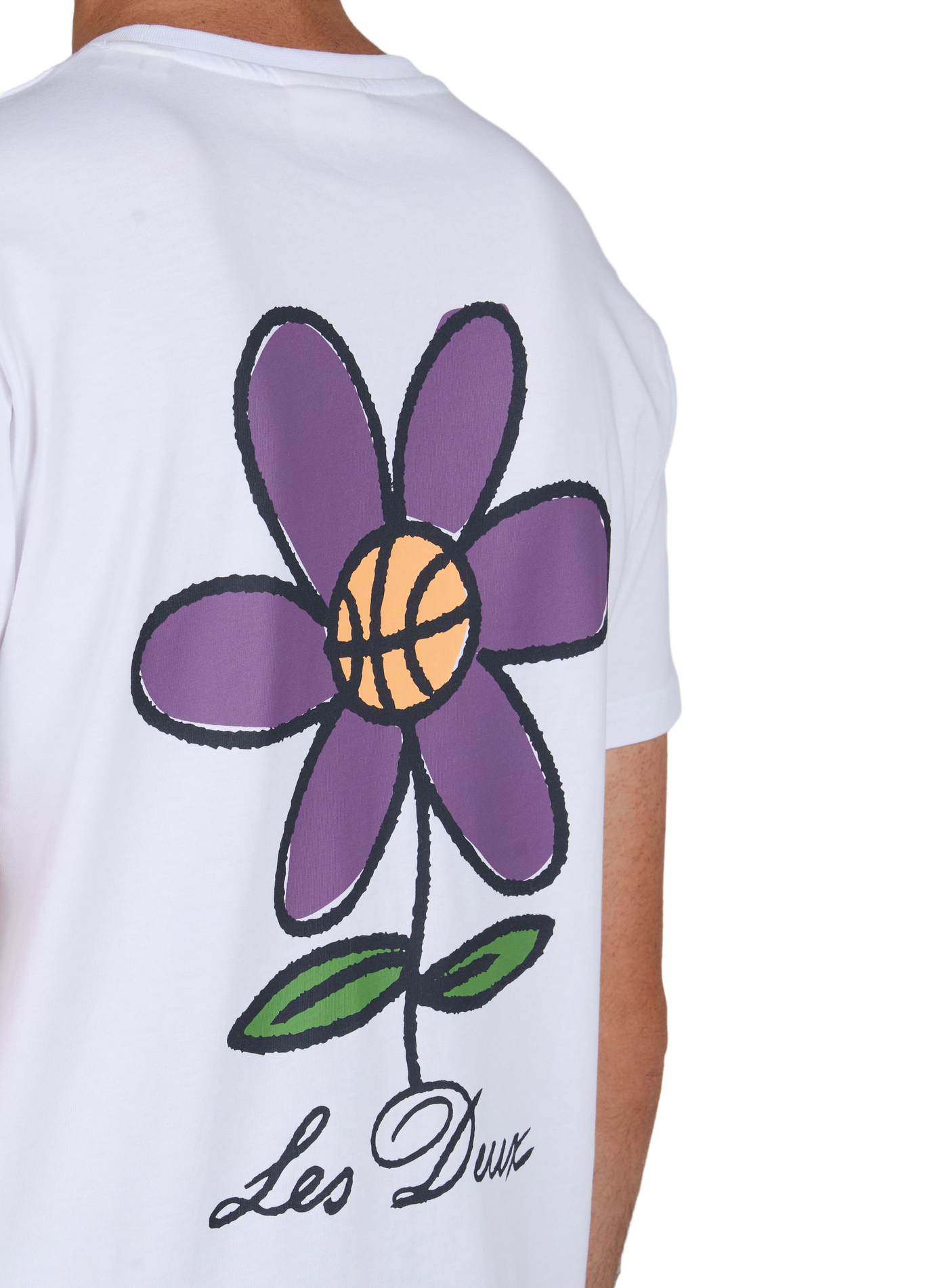 Straight printed cotton T-shirt LES DEUX White