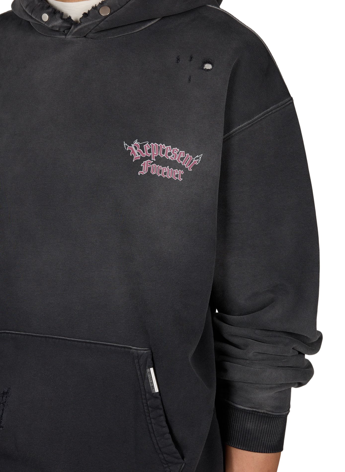 Oversized printed hoodie with hood REPRESENT Black
