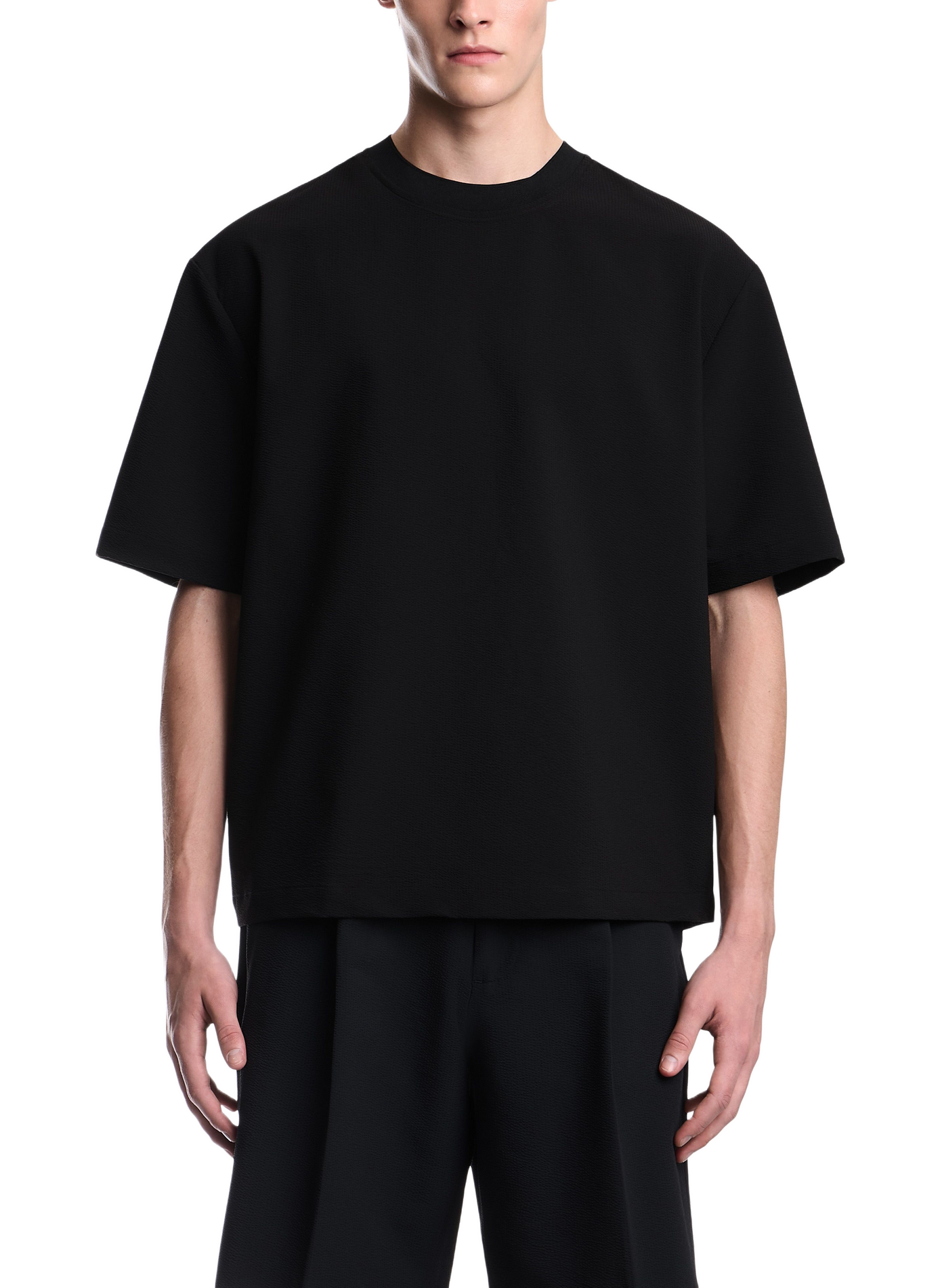 Oversized Textured Short Sleeve T-Shirt EMPORIO ARMANI Black