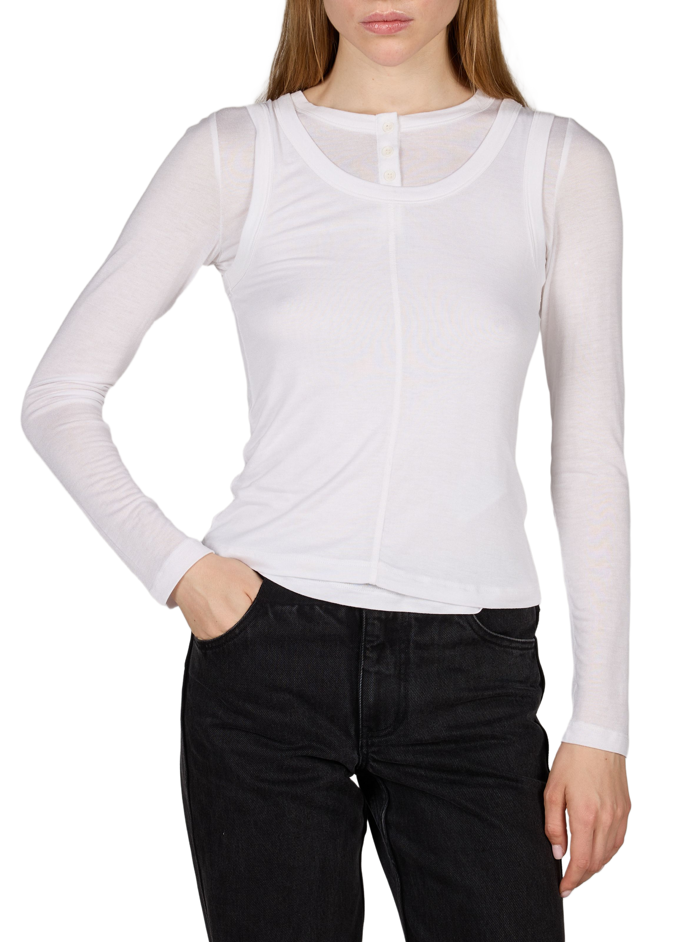 Solid Layered T-shirt BAUM UND PFERDGARTEN White