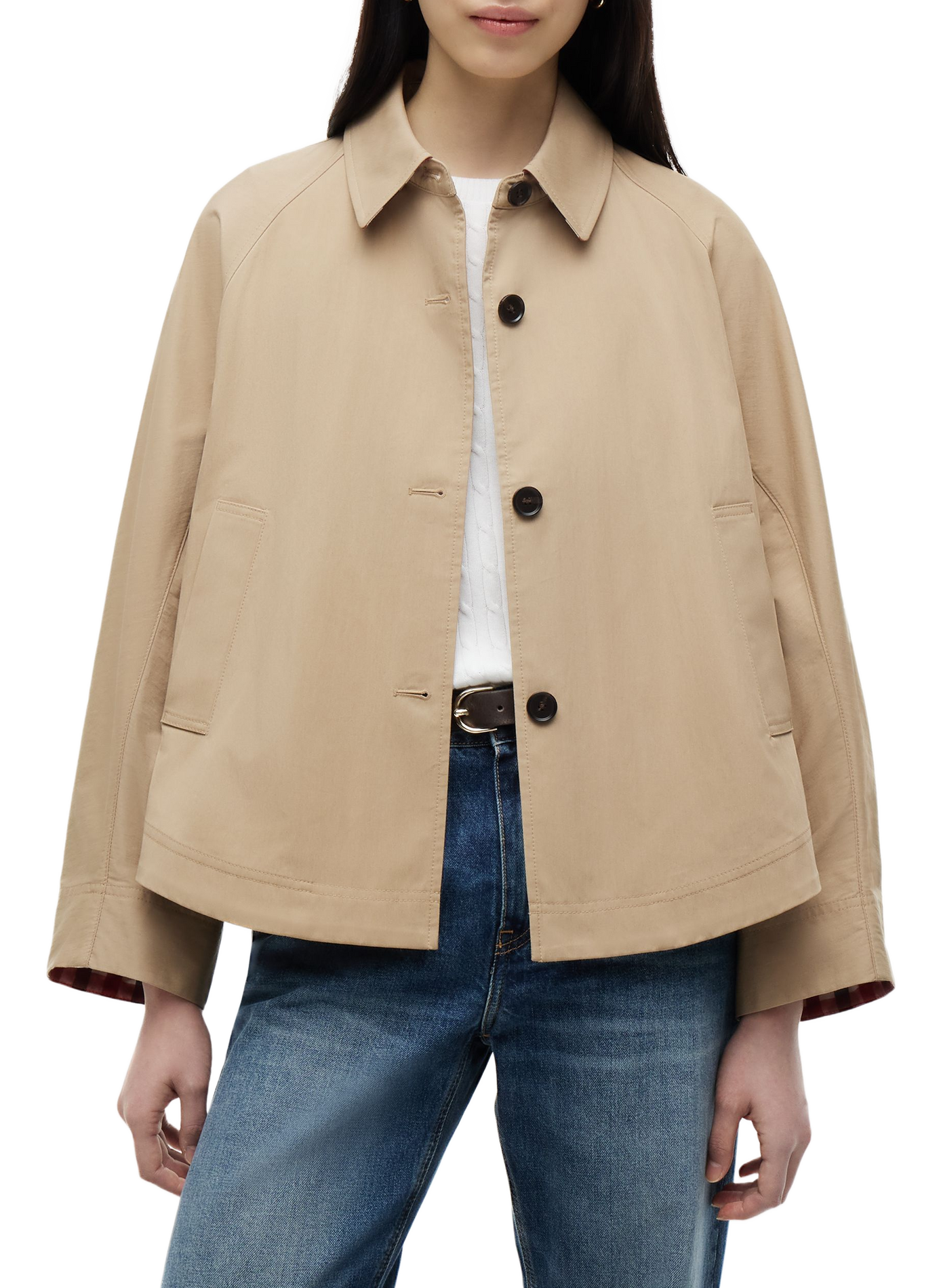 Jacket with classic collar in blended cotton TOMMY HILFIGER Beige