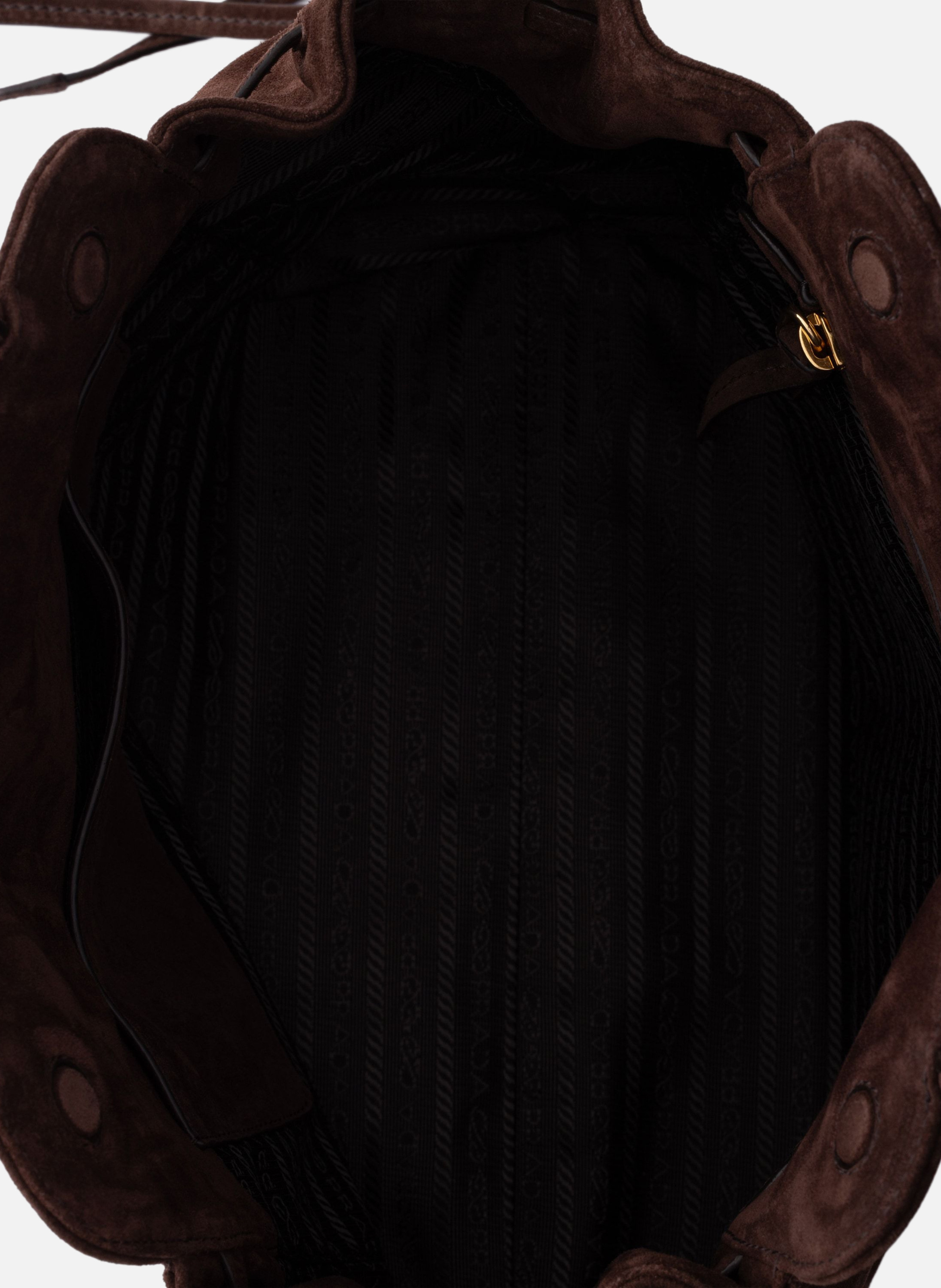 Sac prada carry moyen en veau velours PRADA Marron