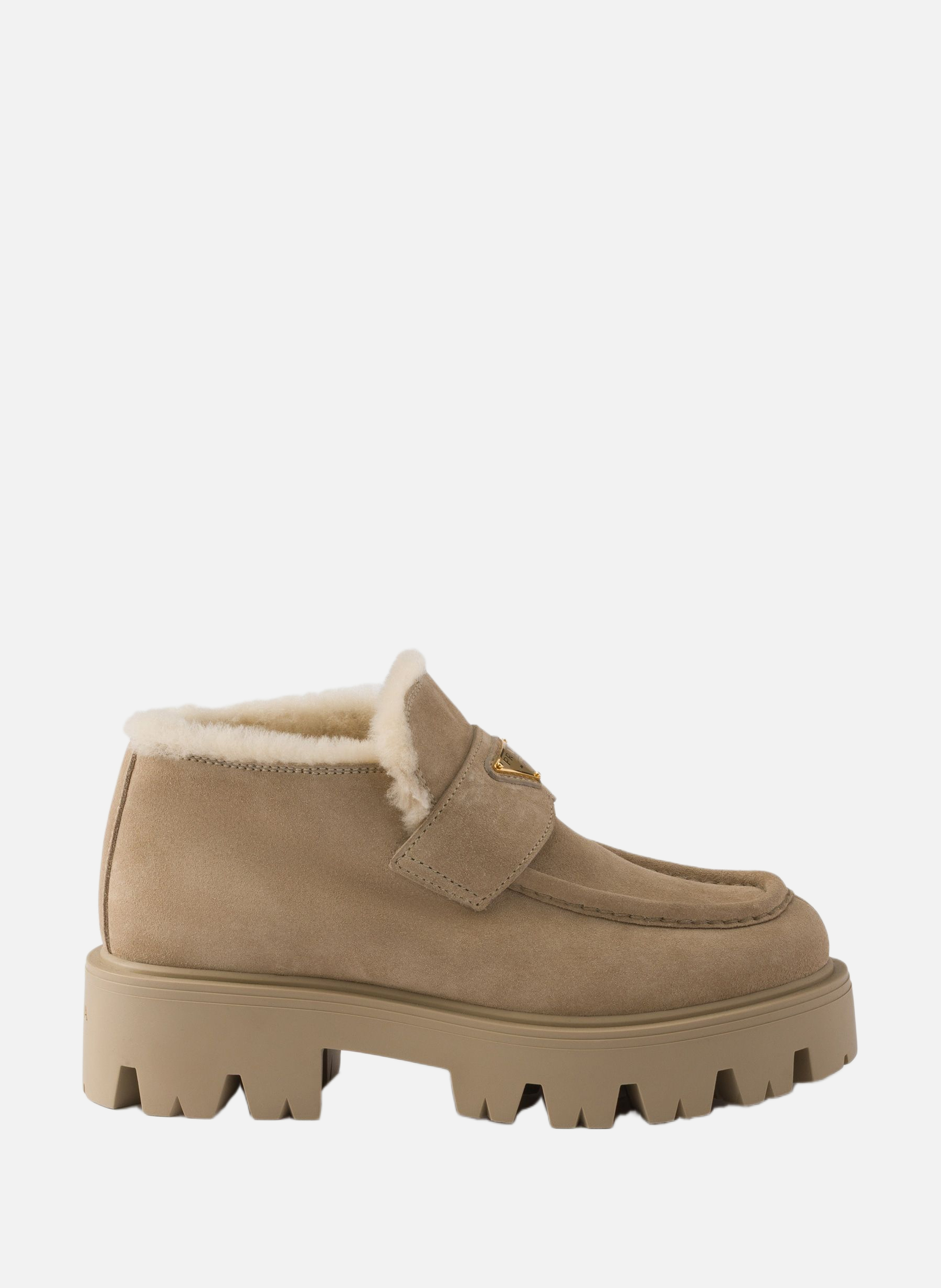 Mocassins en veau velours PRADA Beige