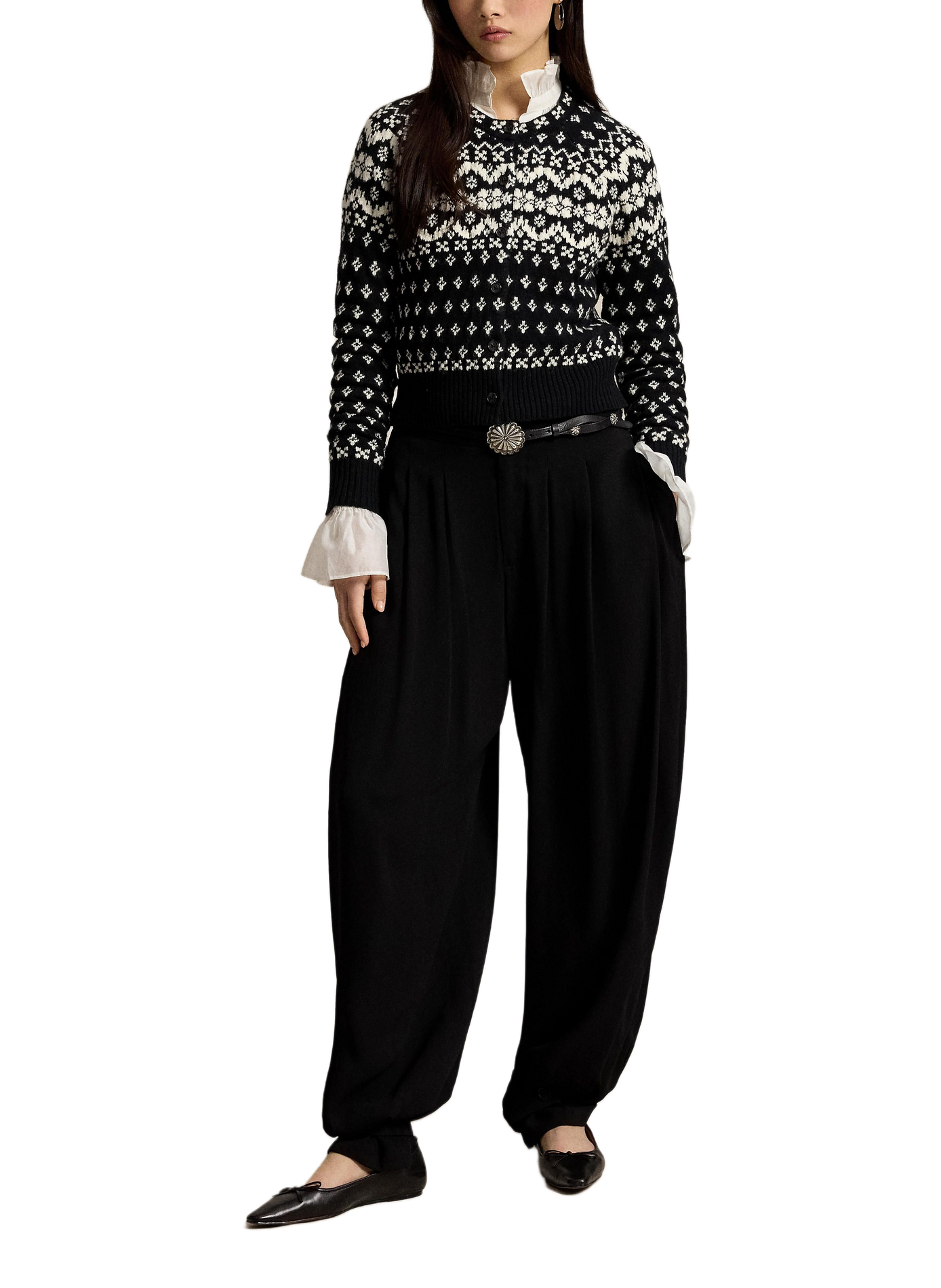 Cardigan droit en laine et coton POLO RALPH LAUREN Black