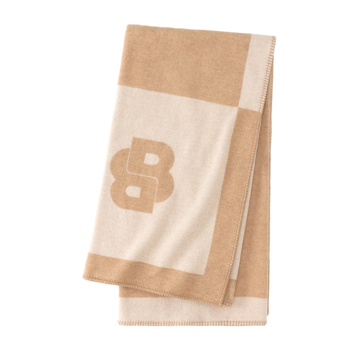 Plaid en laine, signature BOSS HOME Beige