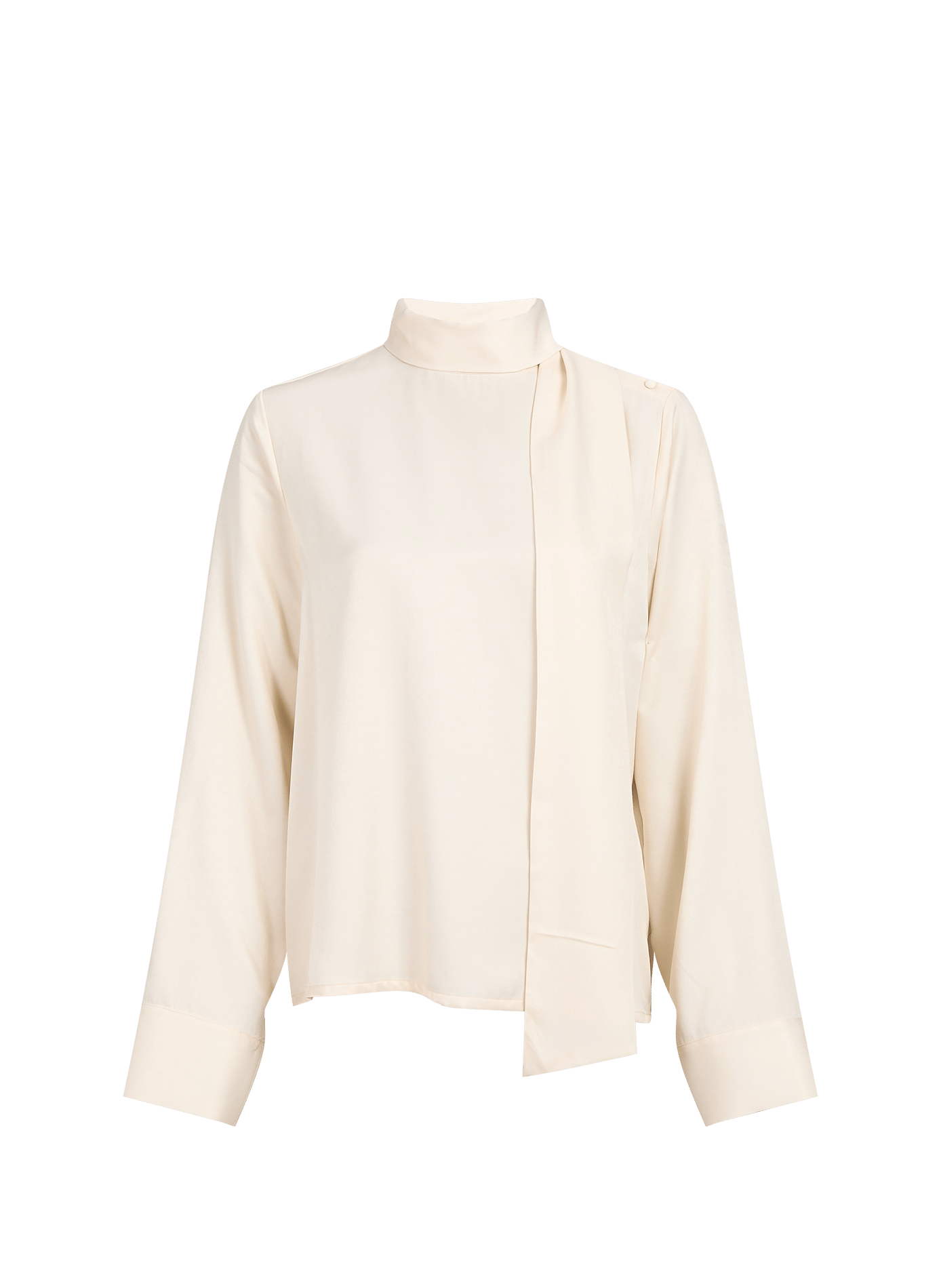 Aspen satin blouse with scarf collar ROUGE EDIT Beige