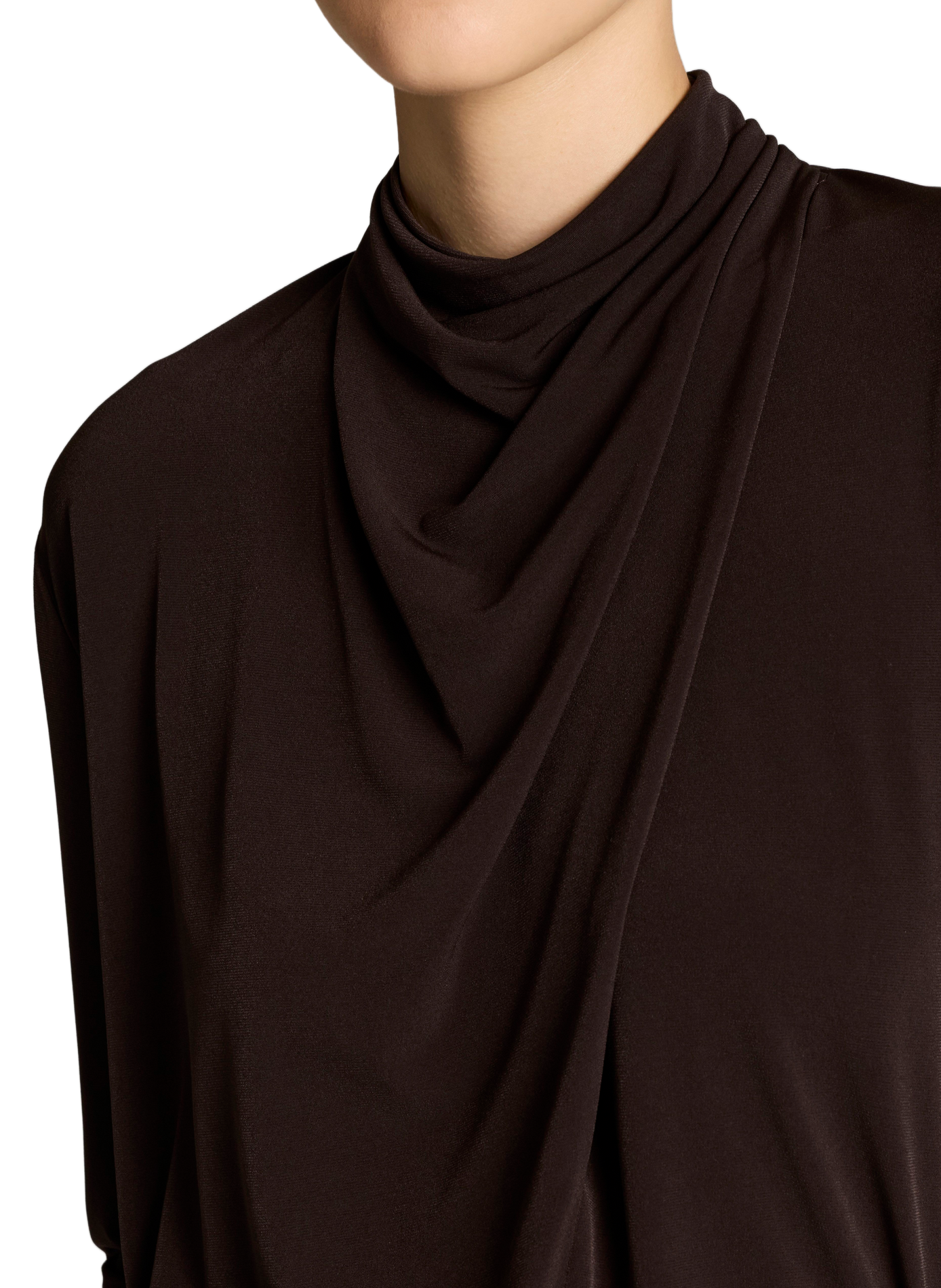 Long-sleeved top with draped neckline VINCE Grey