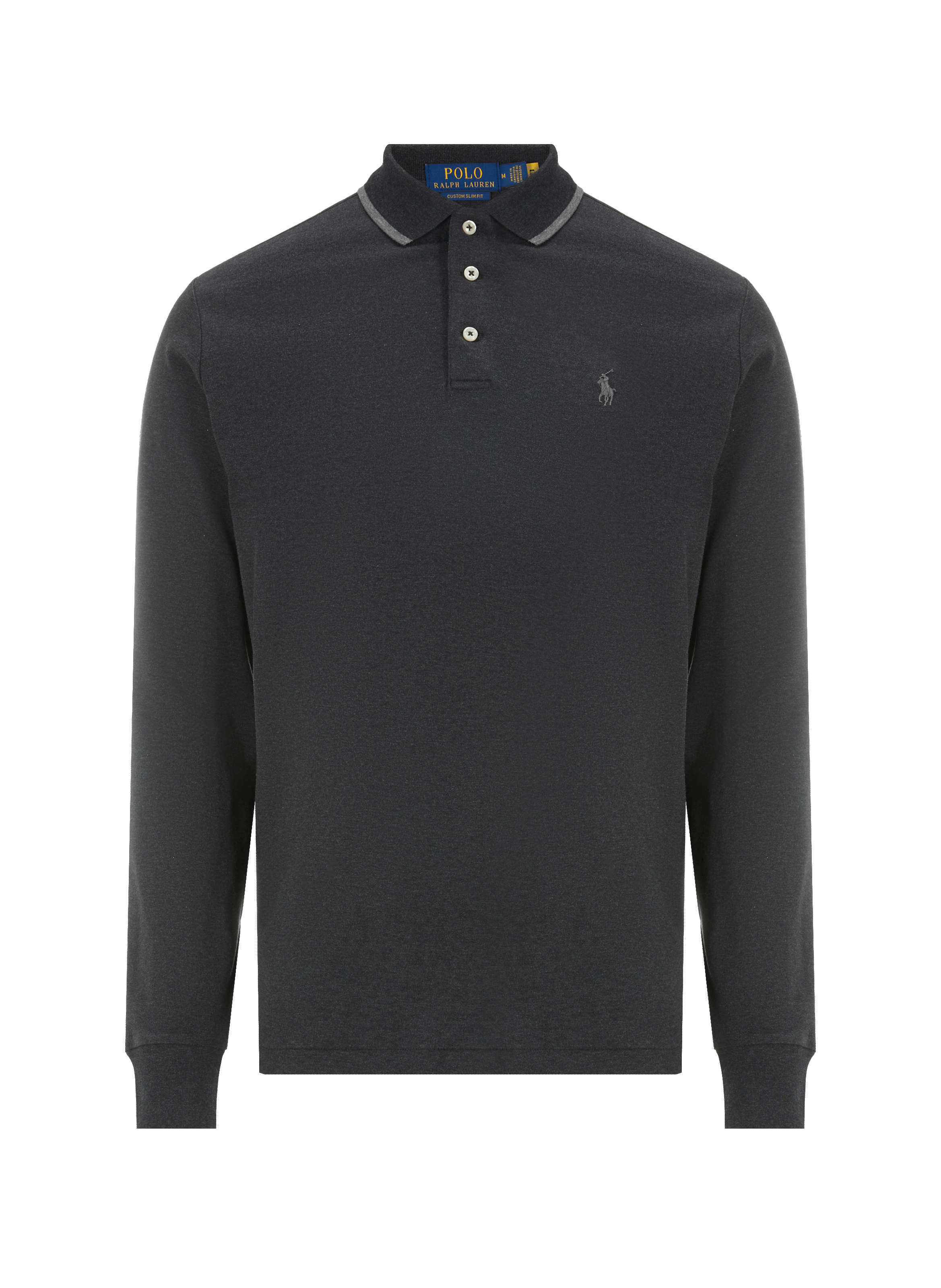 Polo slim manches longues en coton