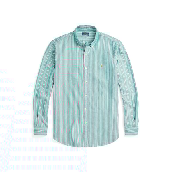 Chemise droite rayée en coton