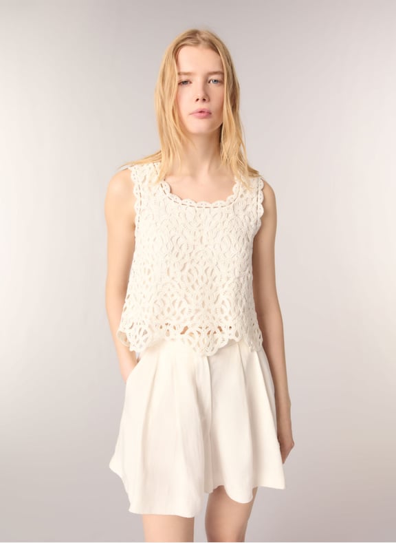 Top col rond en coton Beige by MAJE MAJE Top col rond en coton Beige