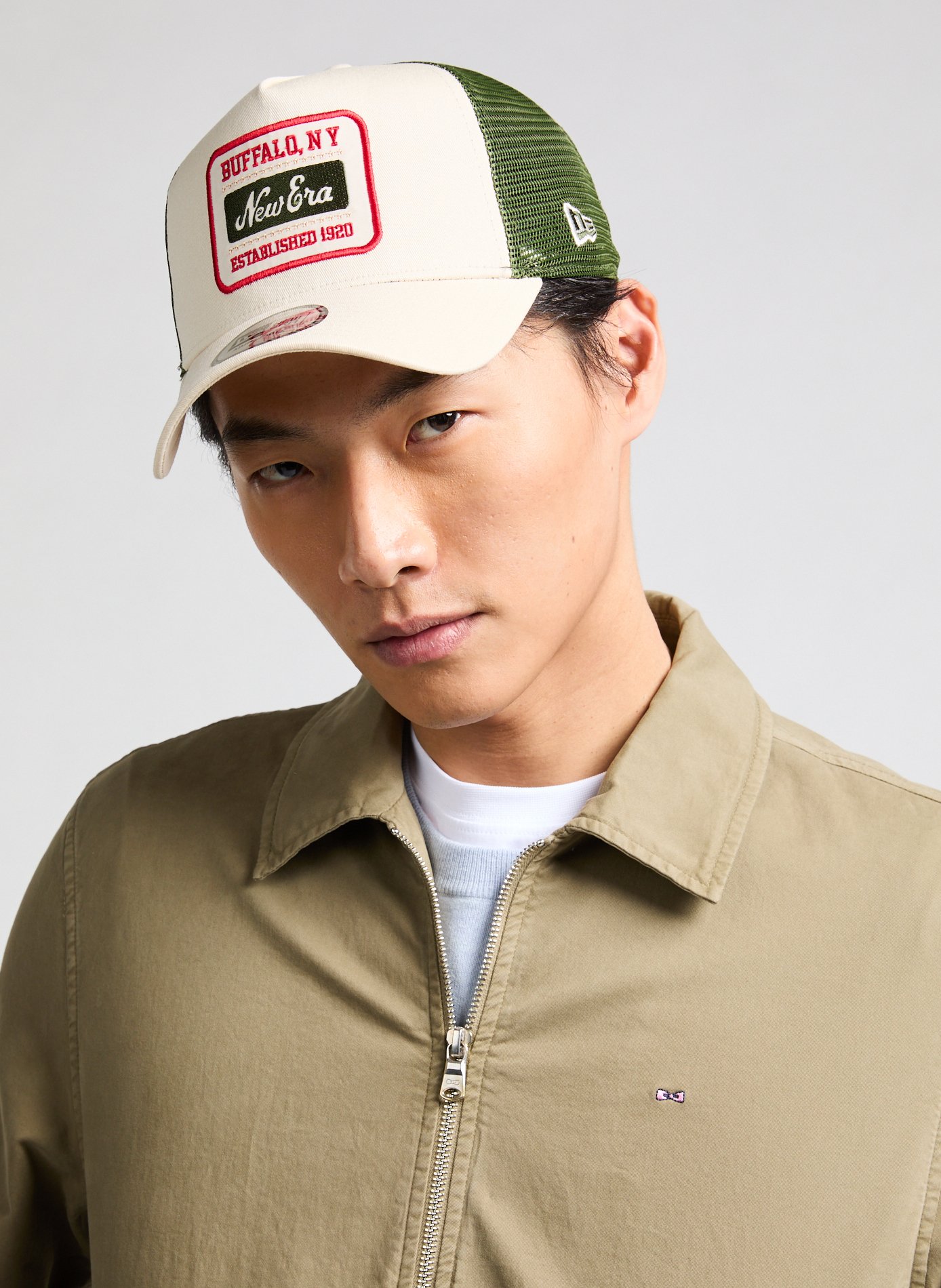 Straight cotton-blend jacket EDEN PARK Khaki