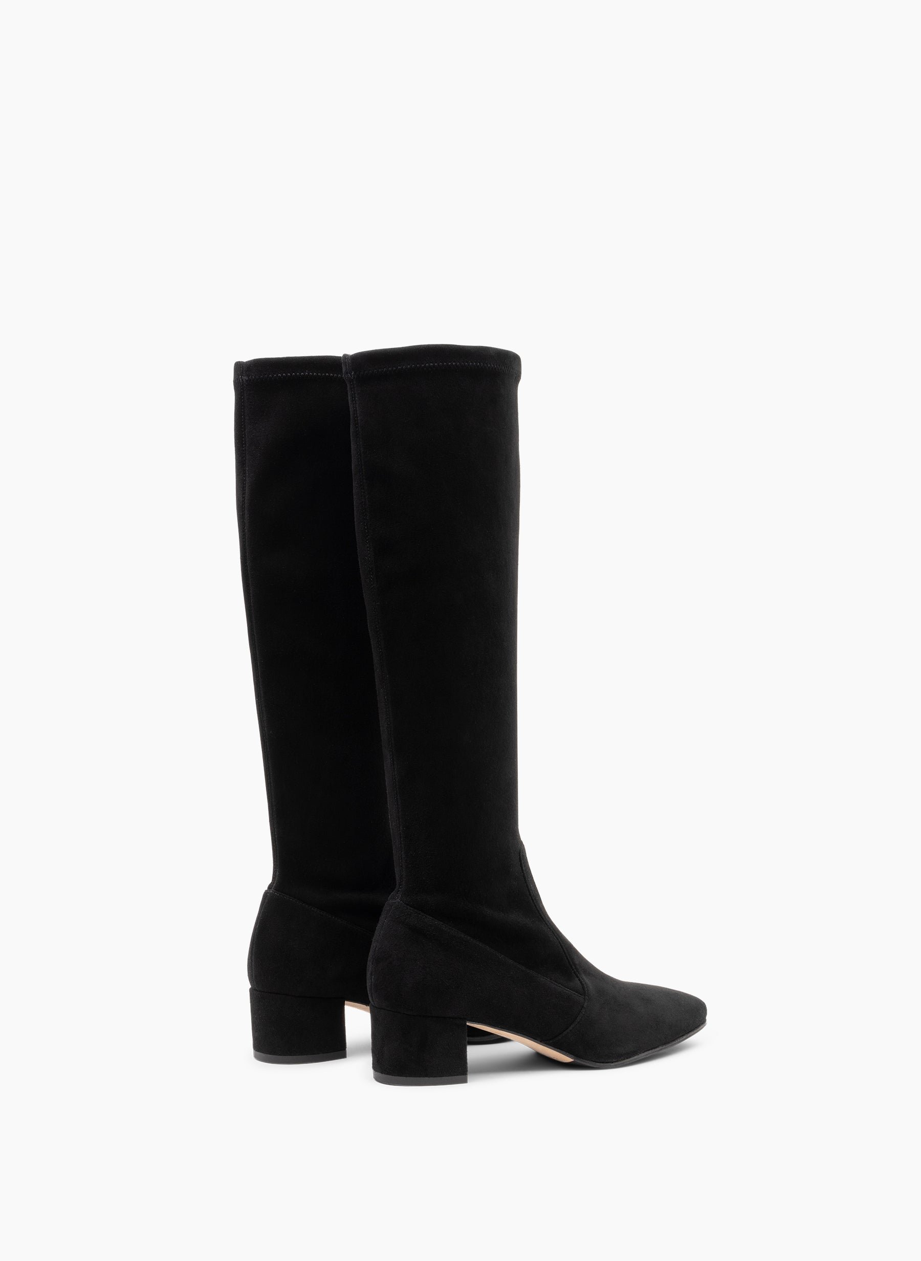 BOTTES VICTORIA EN VELOURS STRETCH PARALLELE Noir