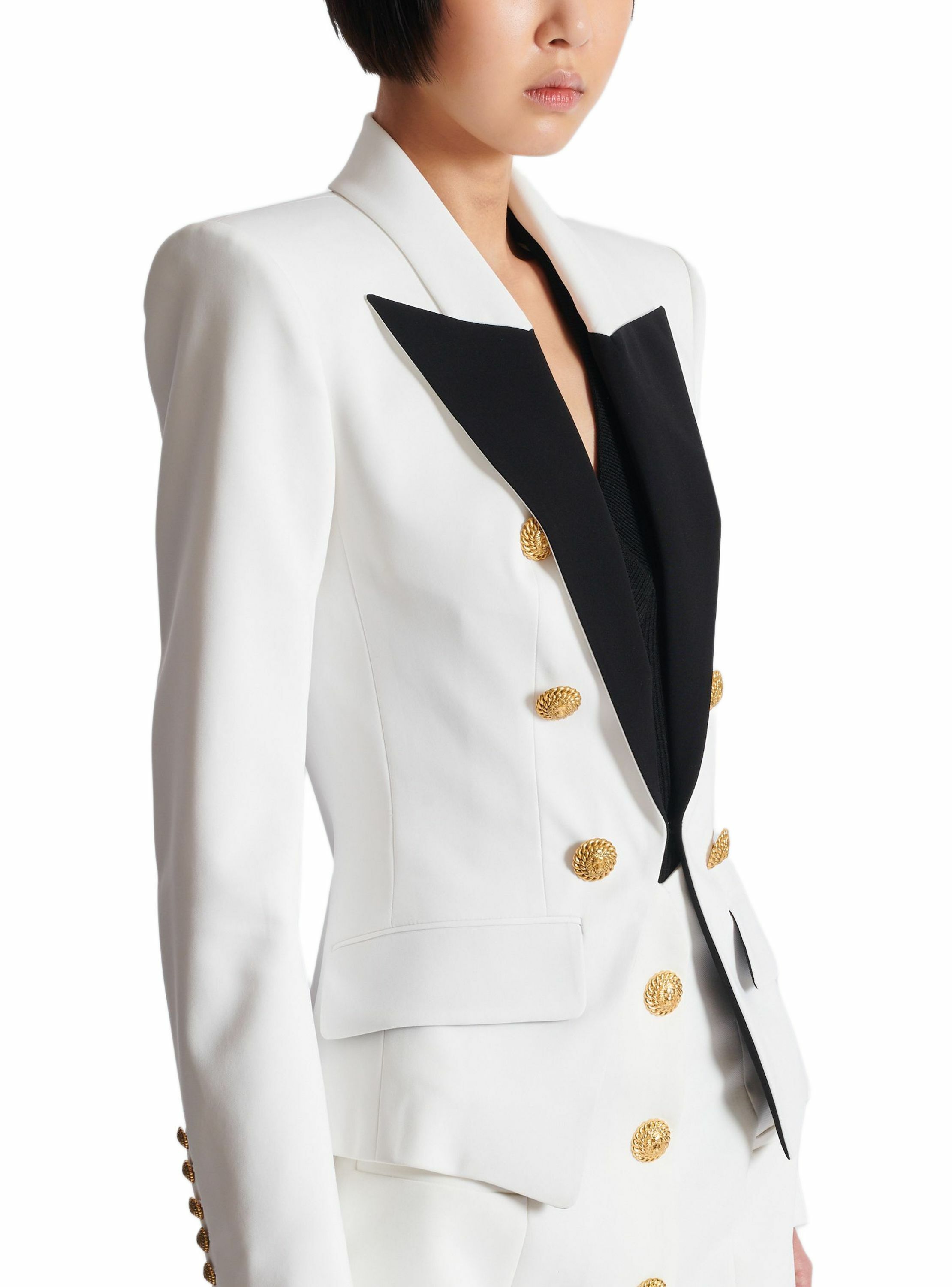 Veste 6 boutons bicolore BALMAIN Blanc