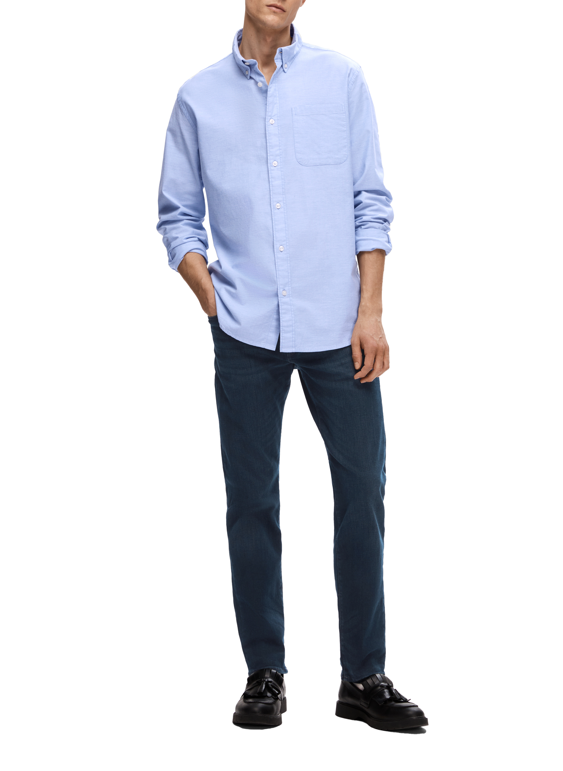 Jean droit en coton biologique mélangé SELECTED Bleu