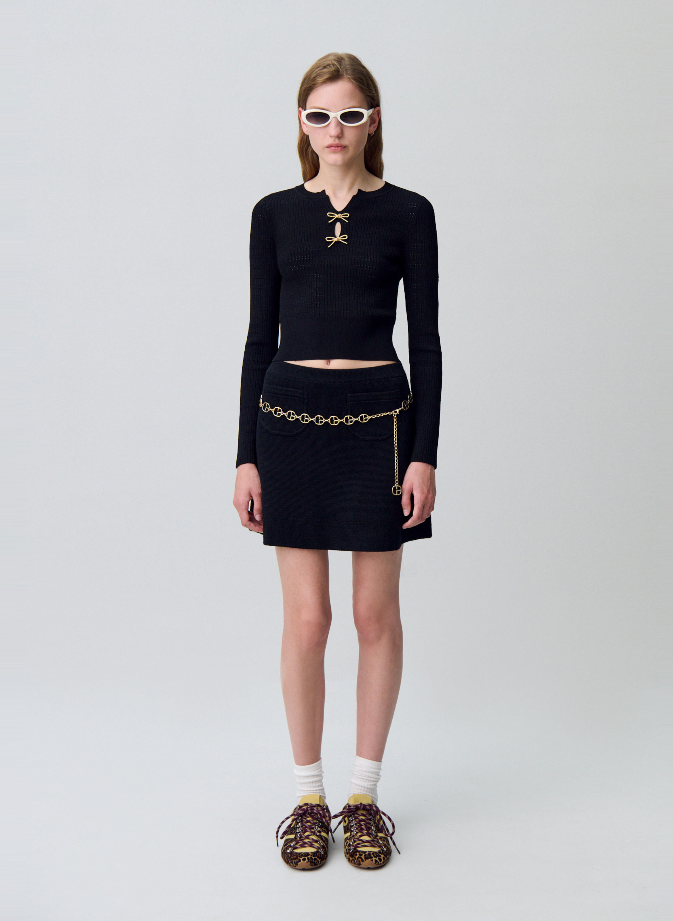 Pull moulant fin col v minivelle CLAUDIE PIERLOT Noir