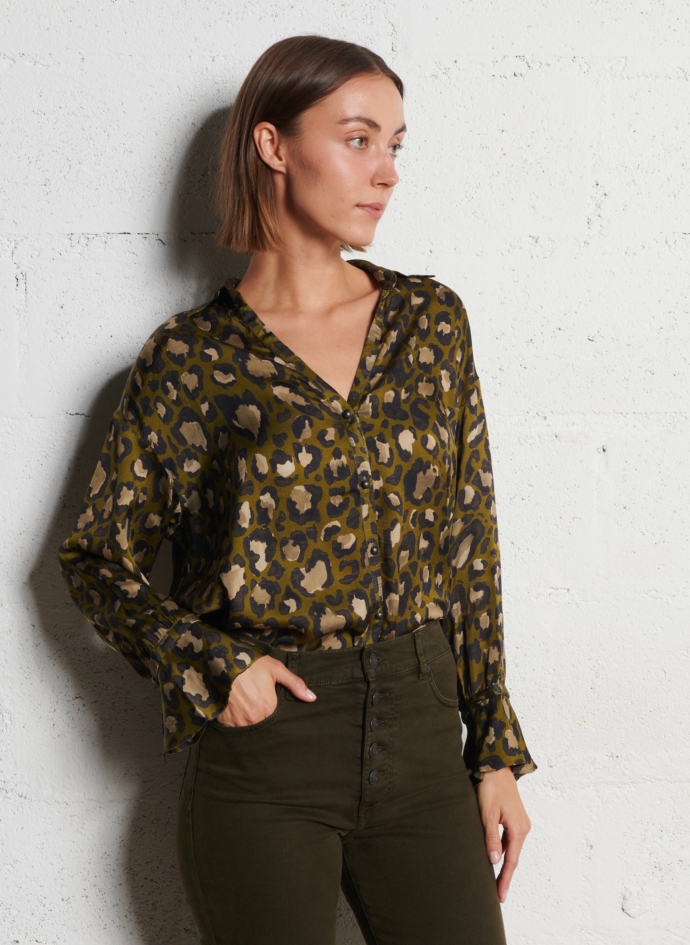 Chemise col classique IKKS Kaki