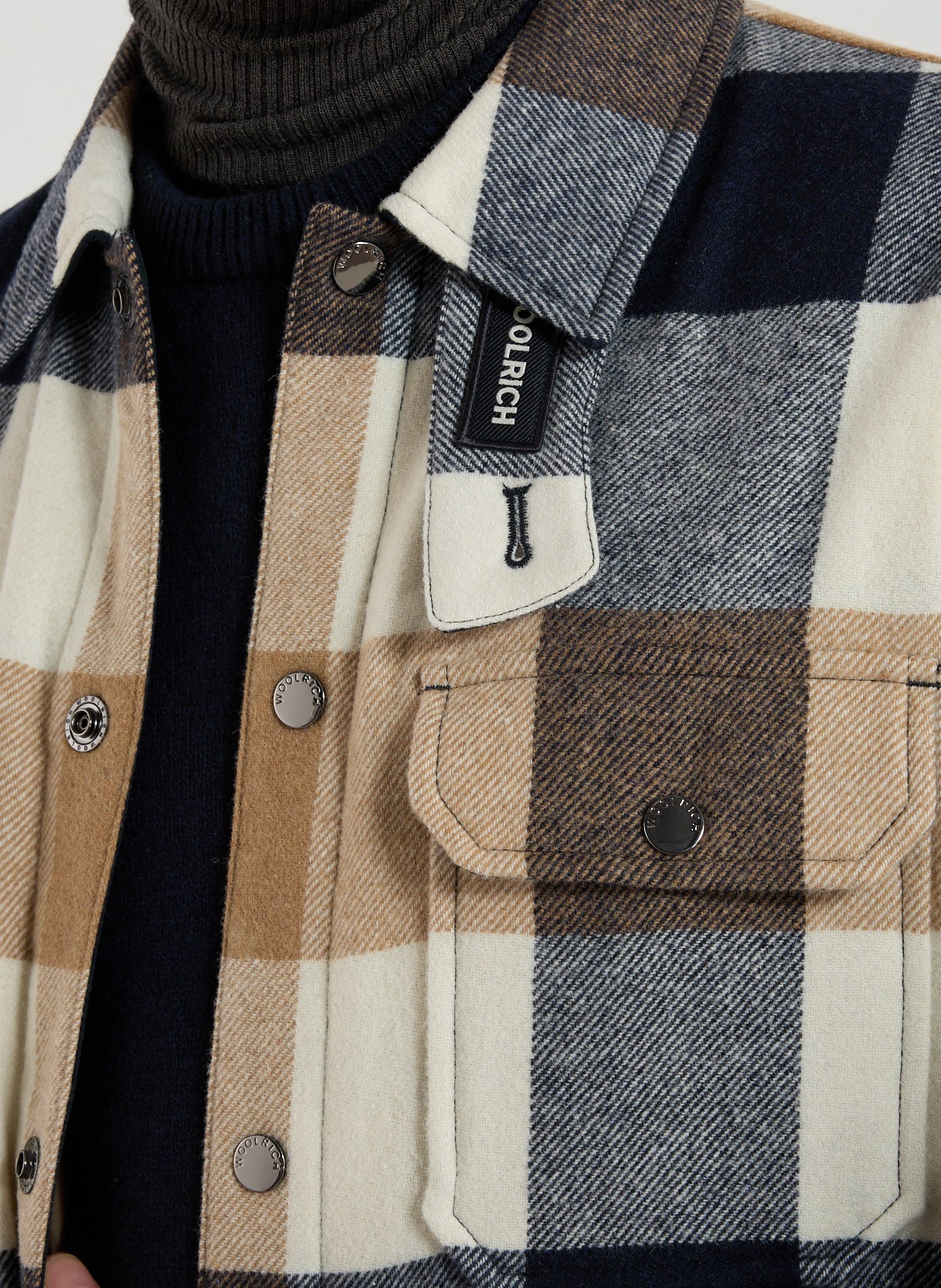 Shirt with classic collar in blended wool WOOLRICH Multicolour