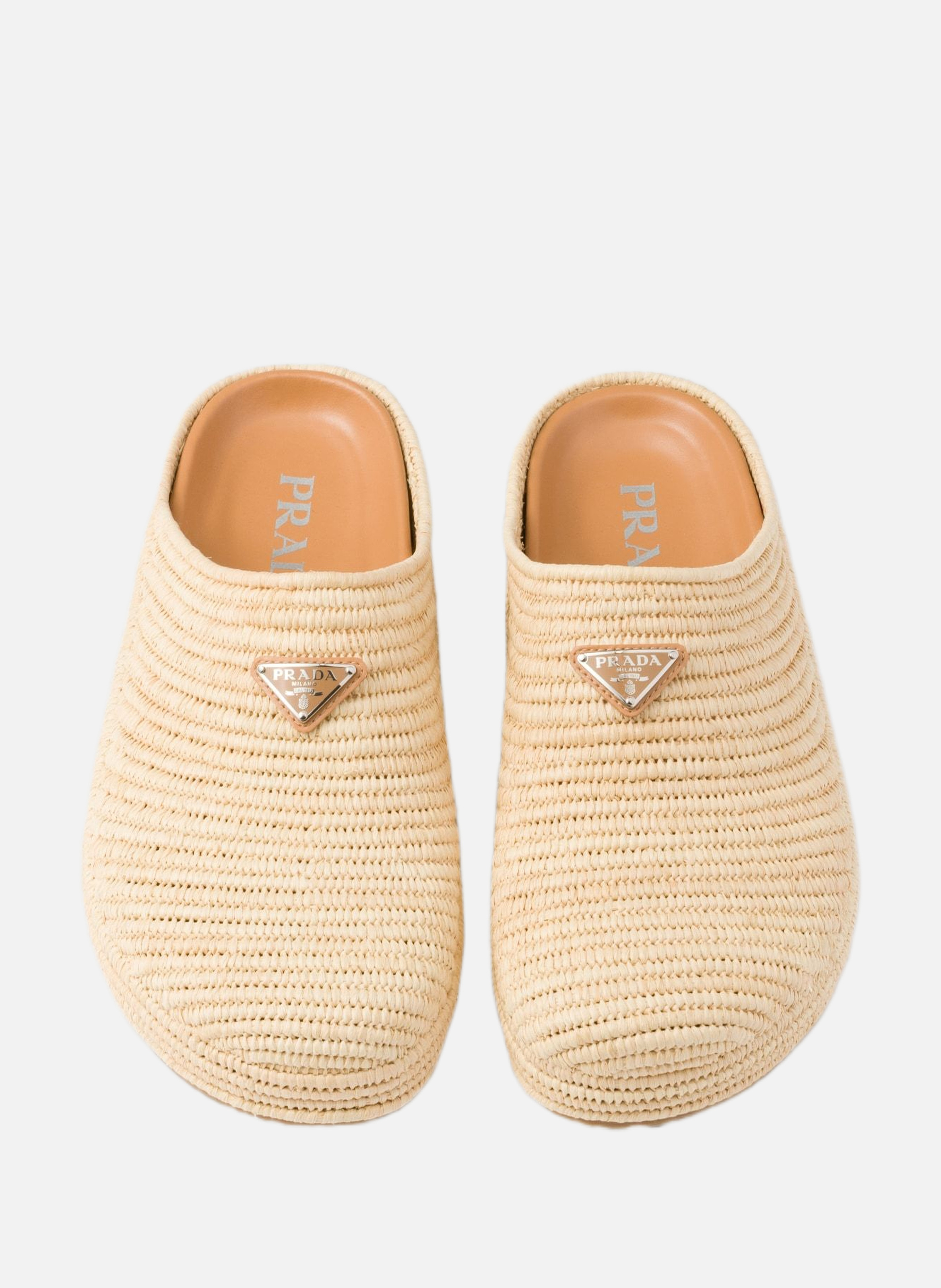 Mules en raphia PRADA Beige