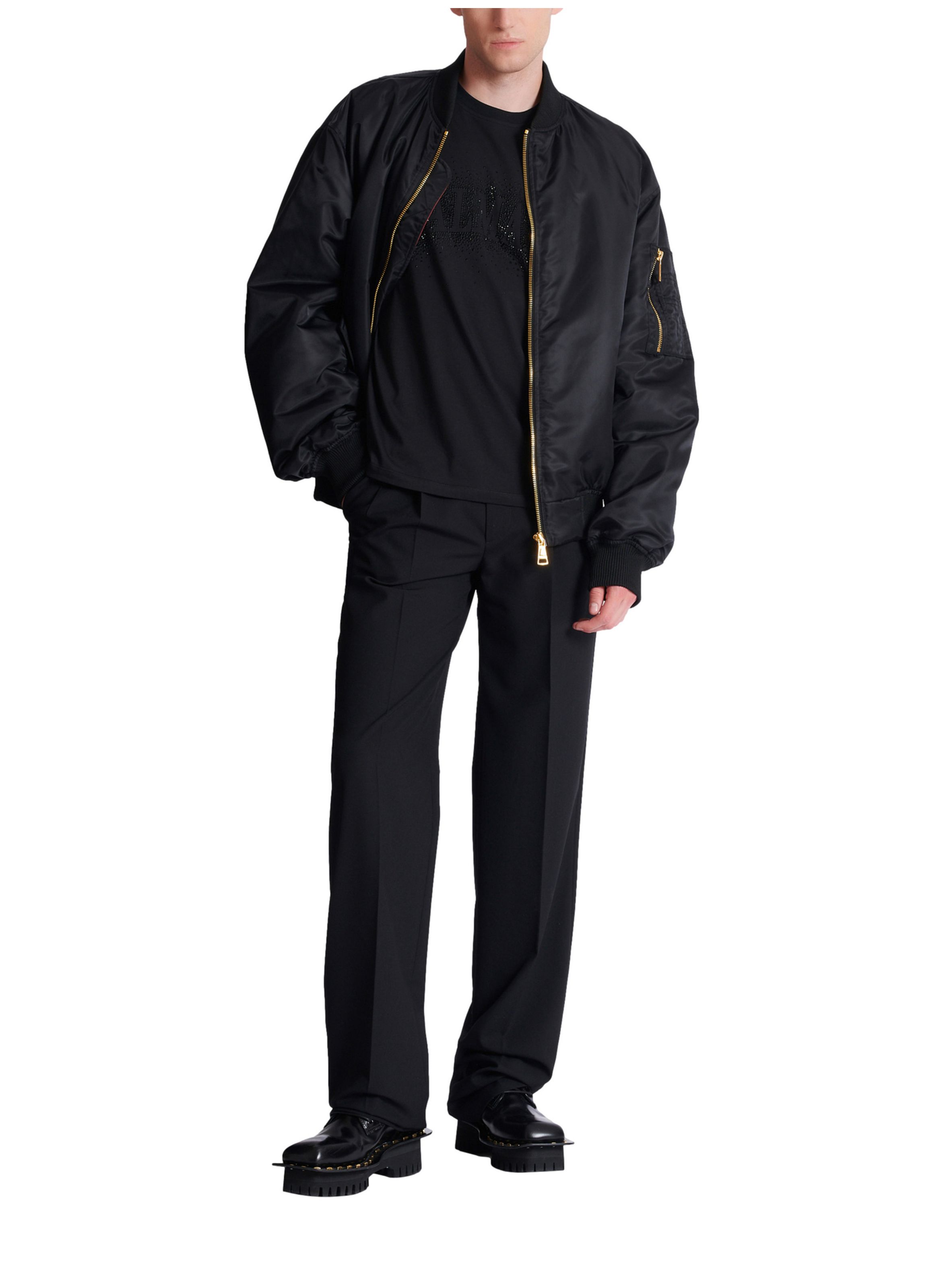 T-shirt avec effet spray en cristaux brodés BALMAIN Noir