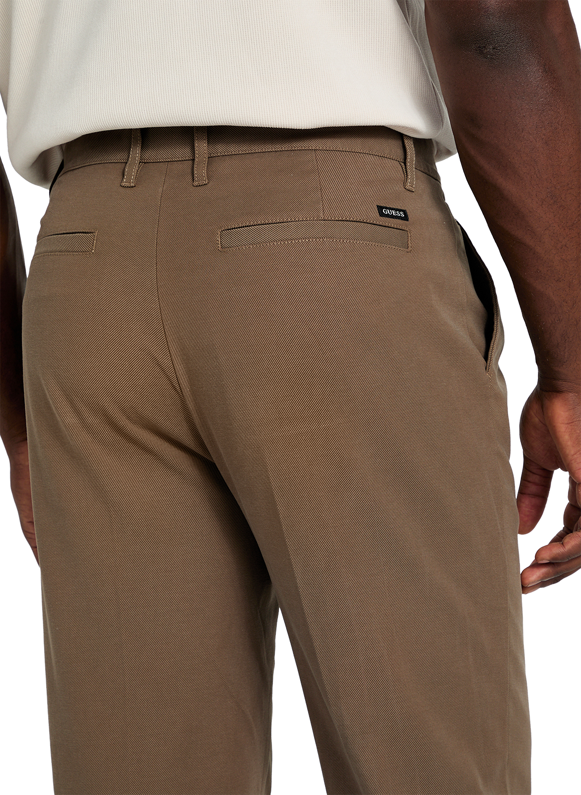 Pantalon droit en coton mélangé GUESS Marron