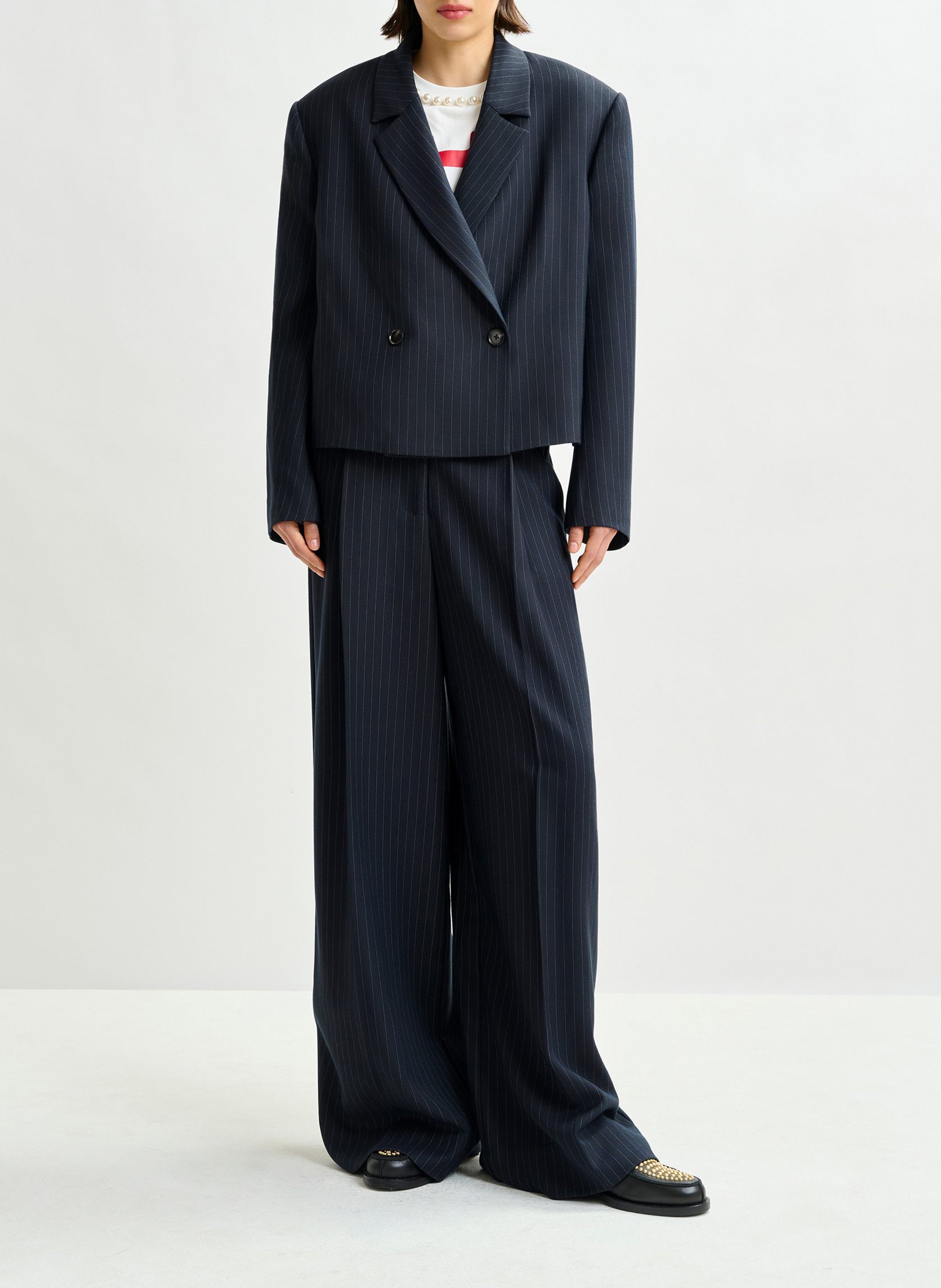 Pantalon large rayé invest ESSENTIEL ANTWERP Bleu