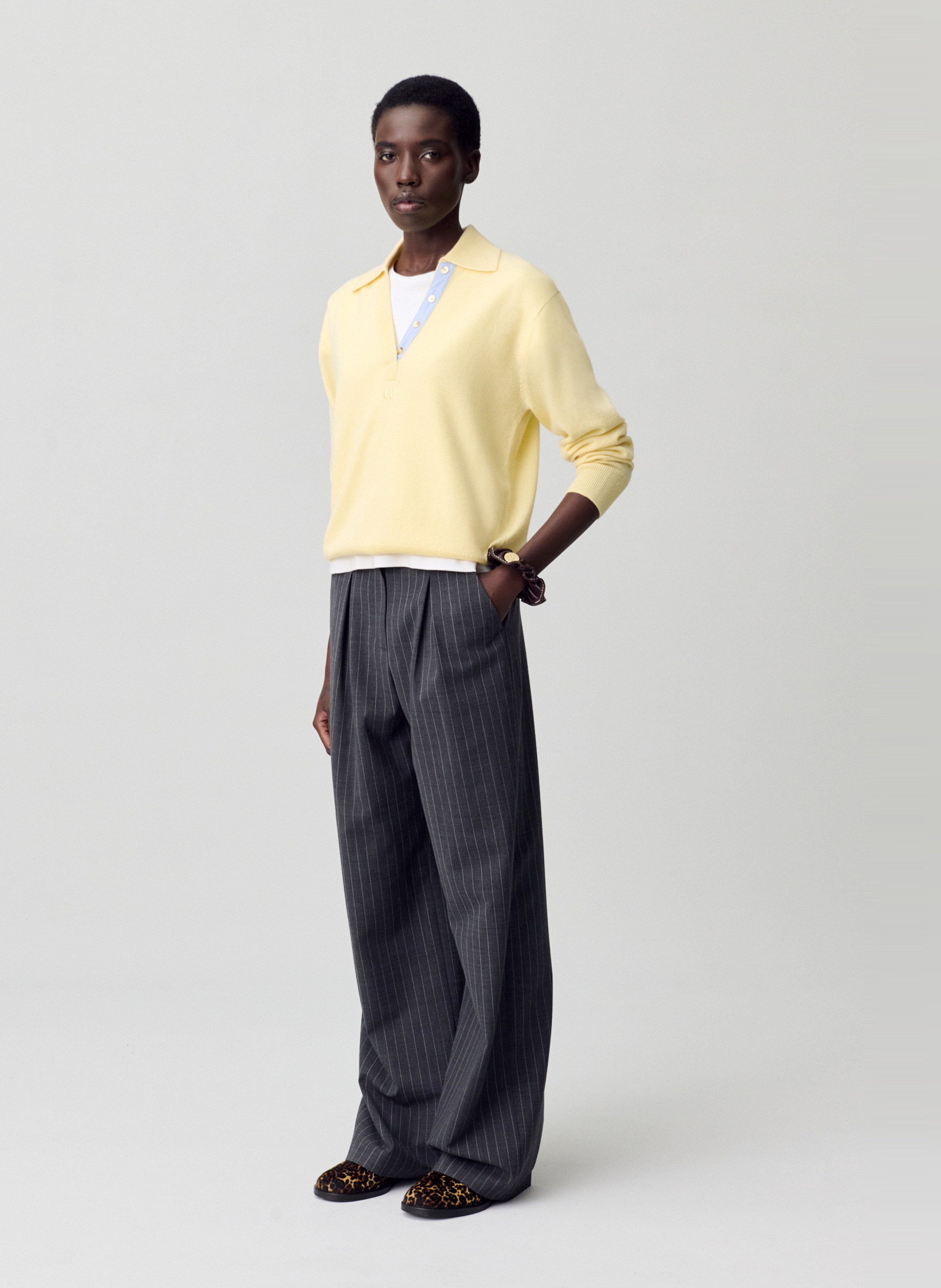 Pantalon large rayé pedroter CLAUDIE PIERLOT Gris