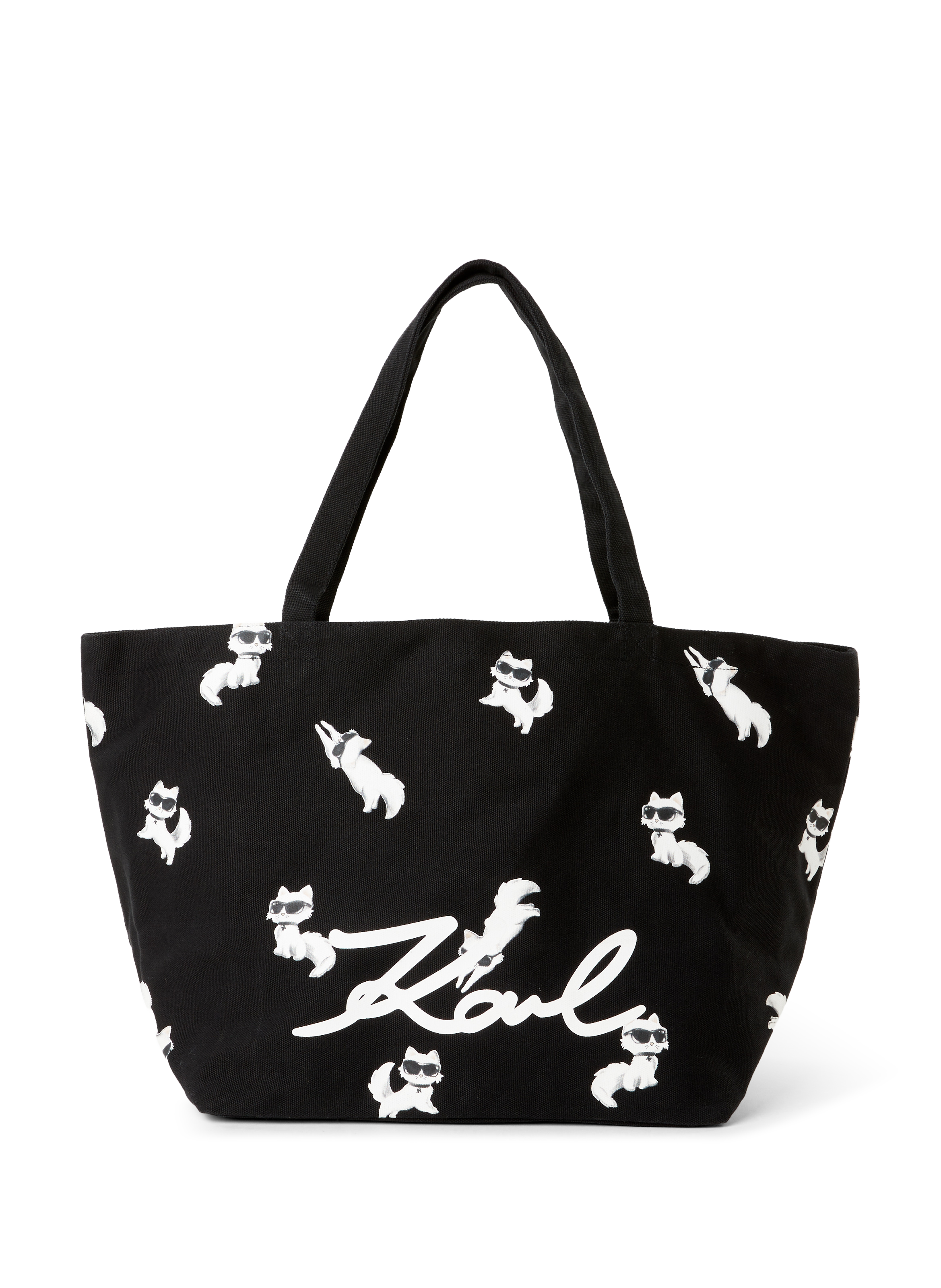 KARL LAGERFELD Cotton printed cat tote bag Black
