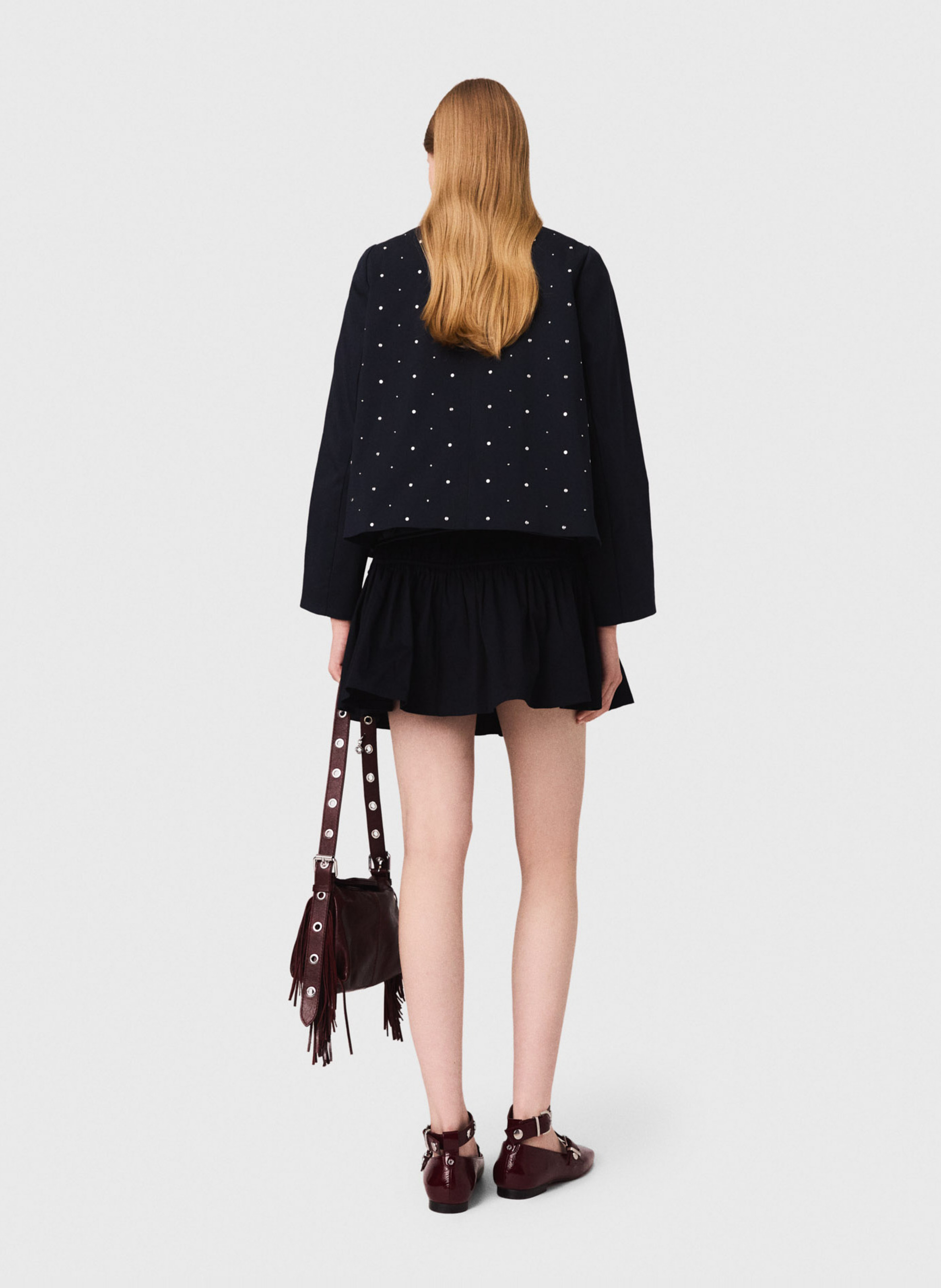 Veste col classique en coton mélangé Bleu