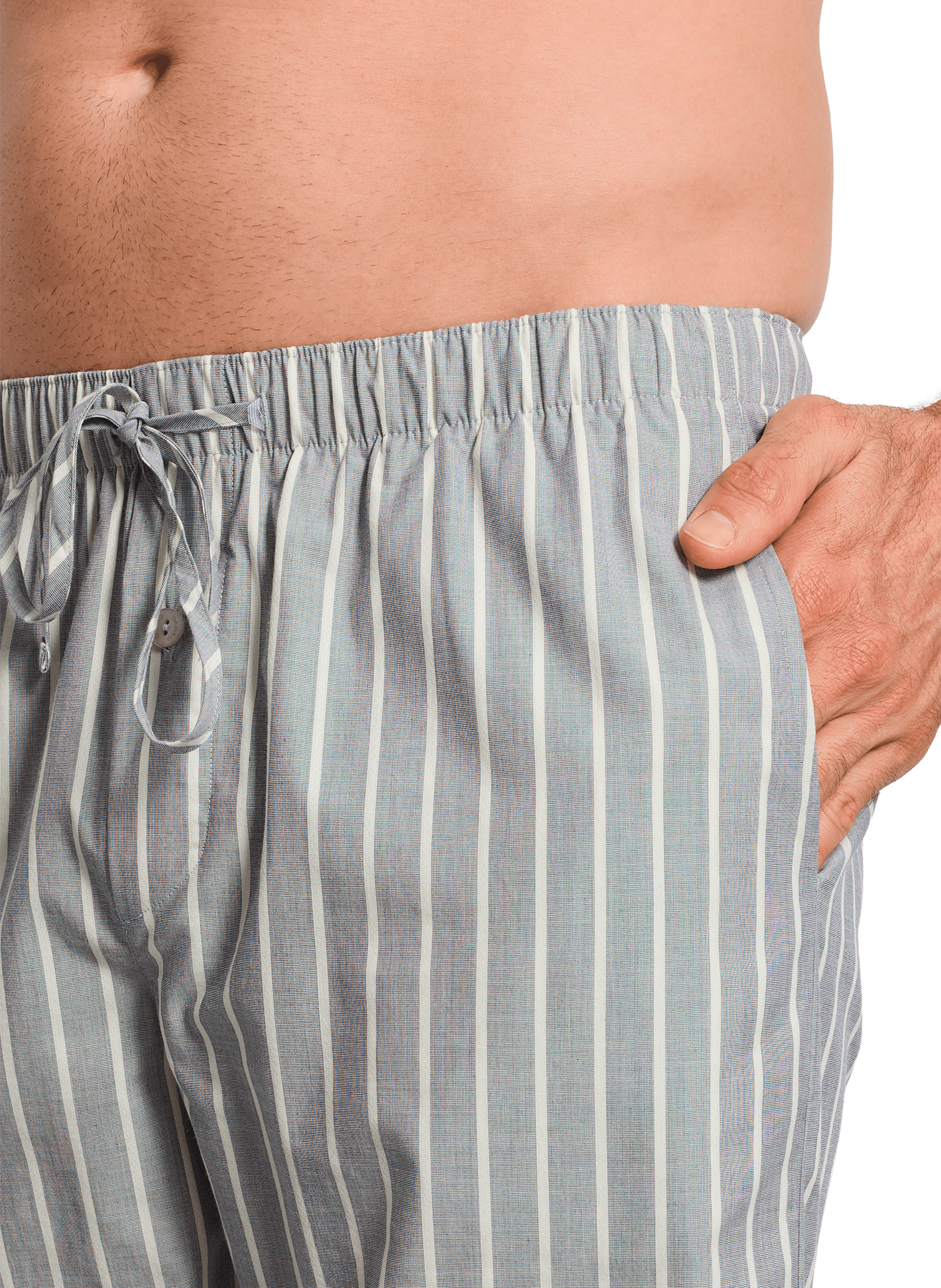 Striped short sleeve long cotton shirt HANRO Grey