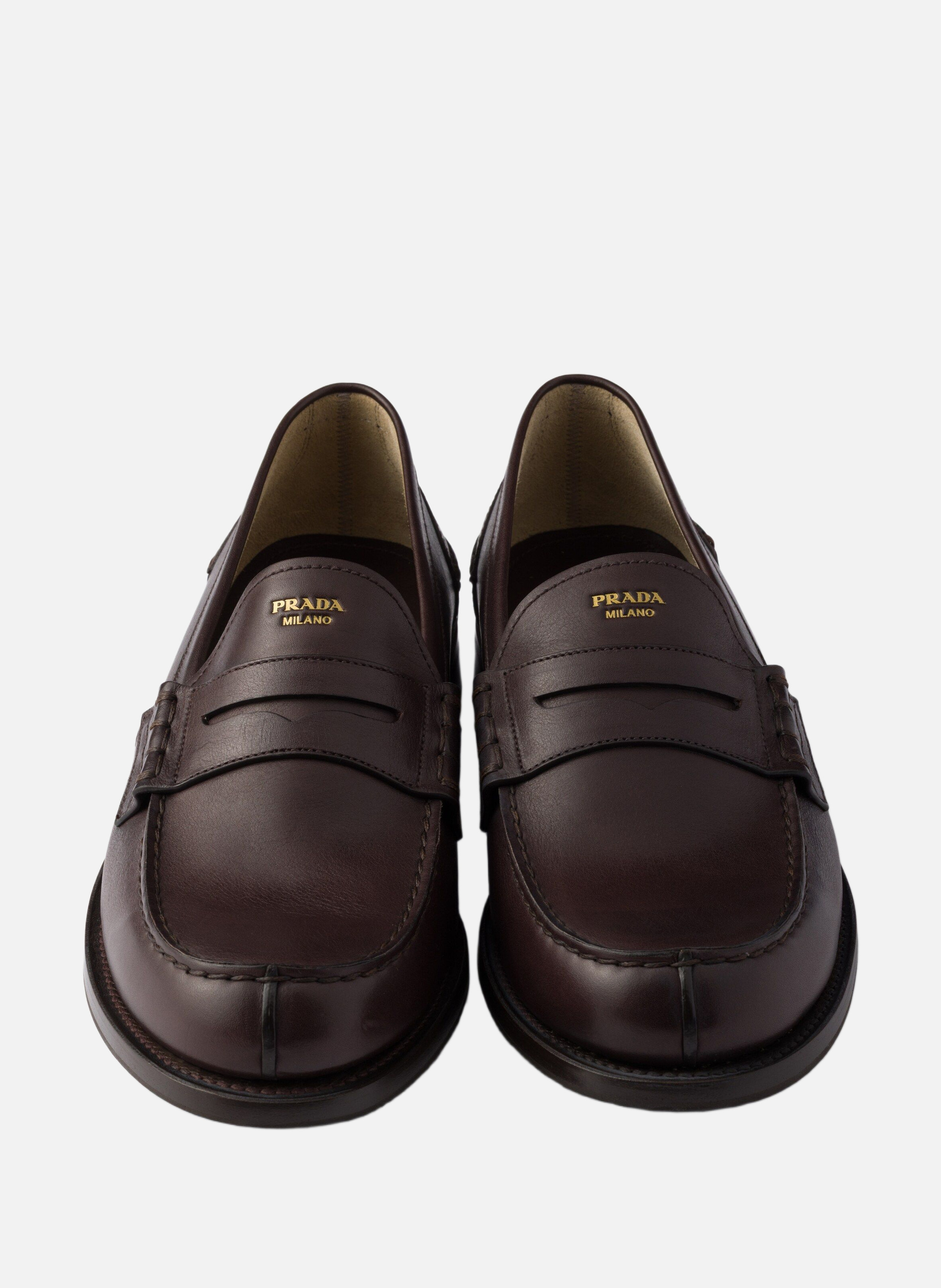 Mocassins en cuir PRADA Marron