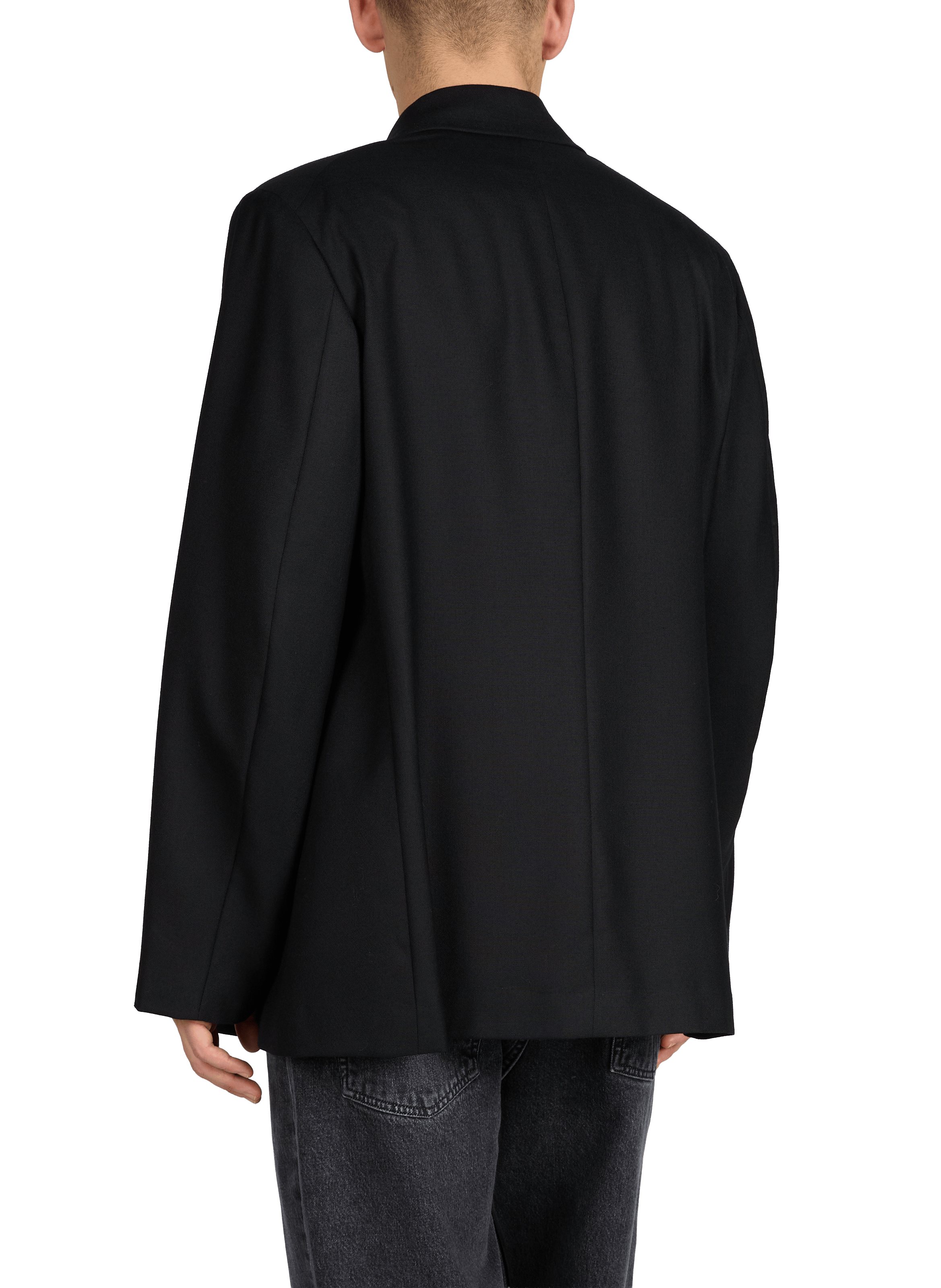 Blazer droit à col tailleur en laine OUR LEGACY Noir