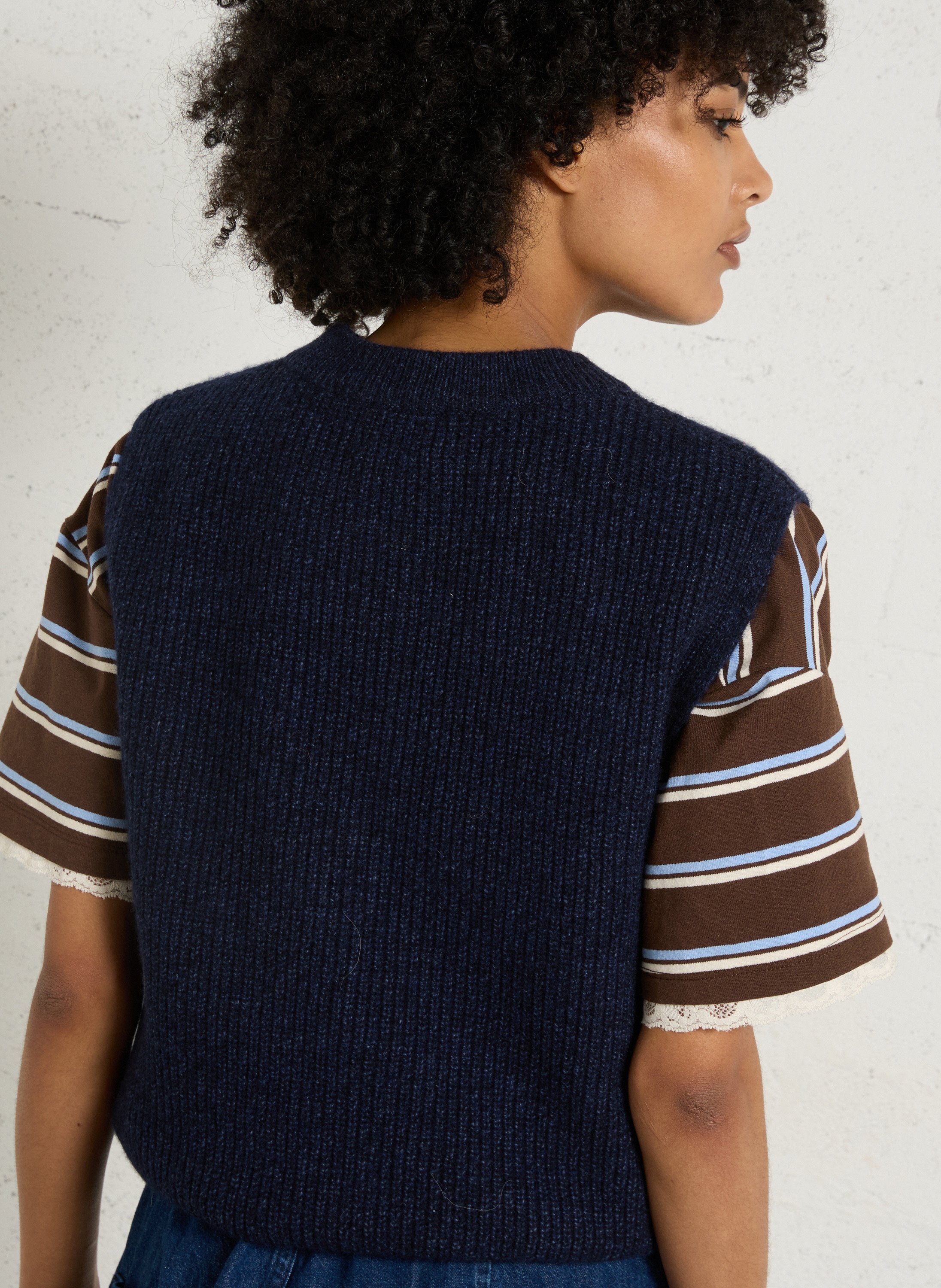 Pull col rond en laine mélangée poppy MAISON 123 Bleu