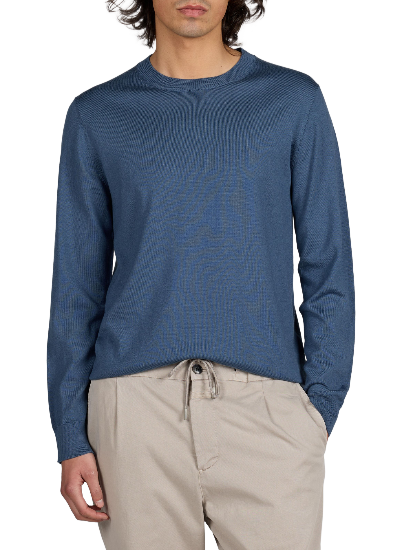 Pull col rond en laine mérinos AU PRINTEMPS PARIS Bleu