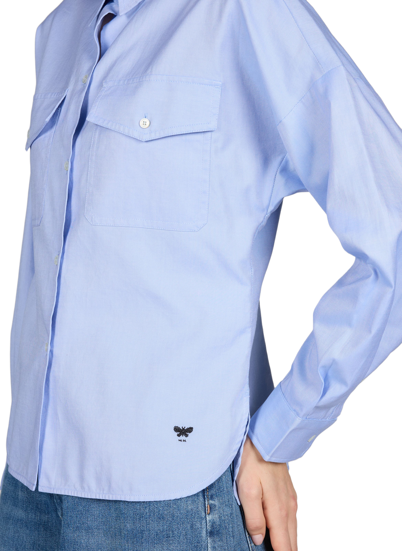 Straight organic cotton shirt MAX MARA WEEK END Blue