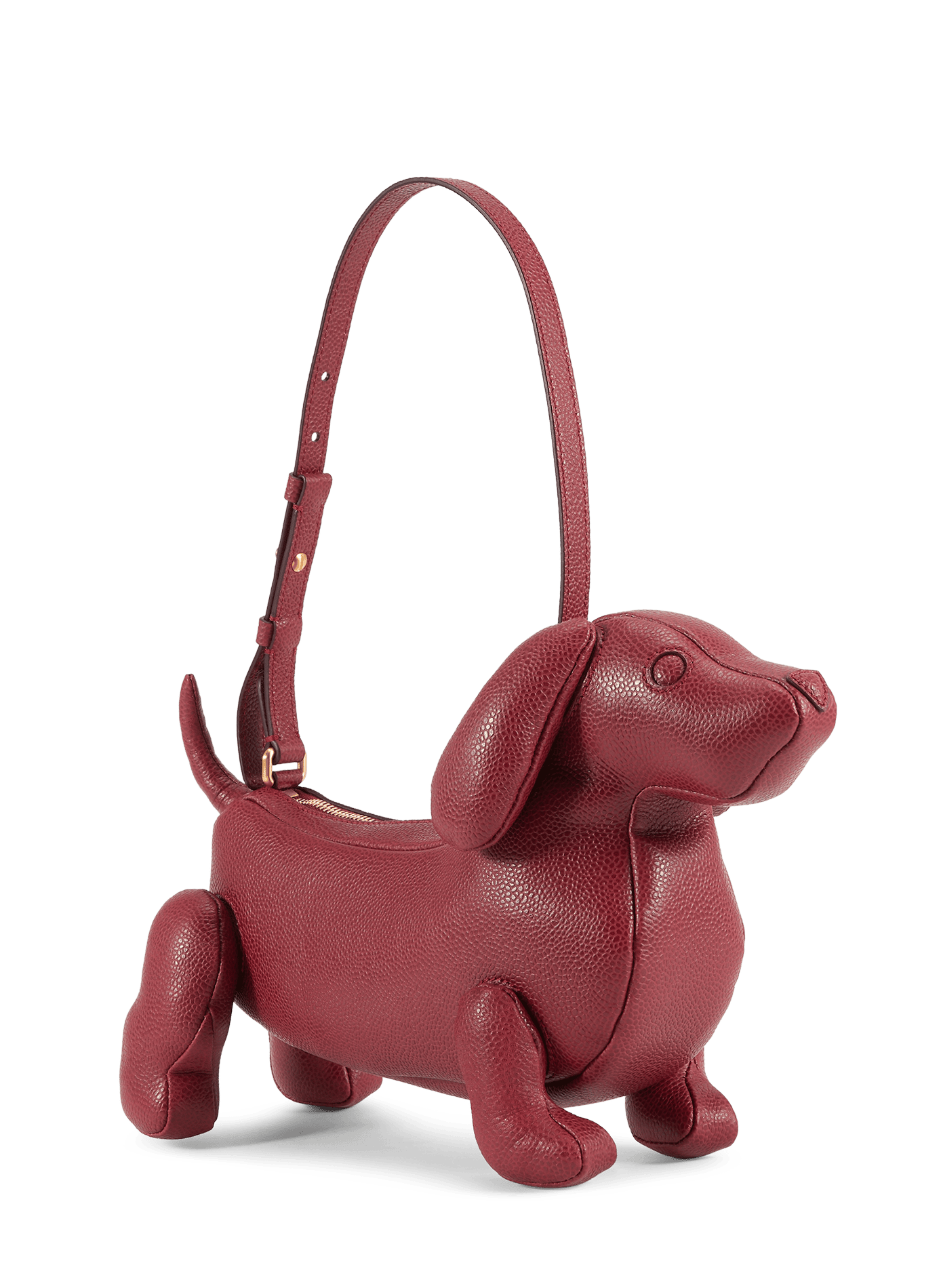 Sac épaule forme chien en cuir grainé THOM BROWNE Rouge