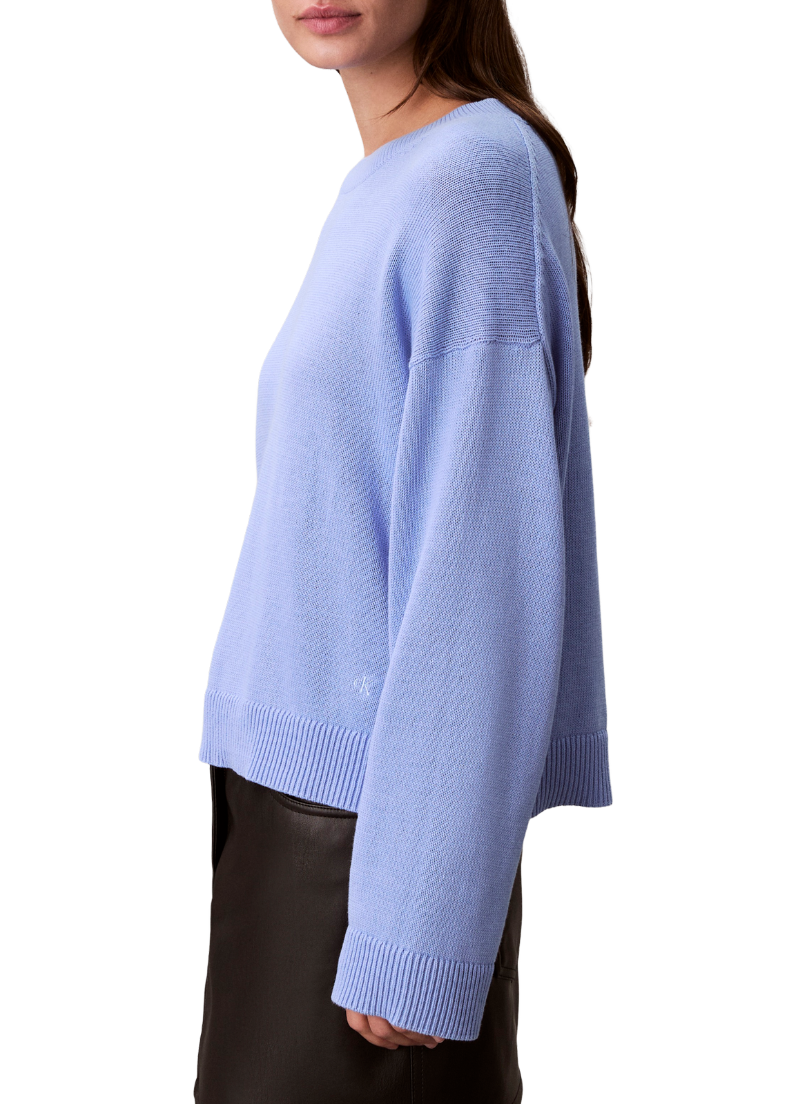 Straight long-sleeved cotton sweater CALVIN KLEIN Blue