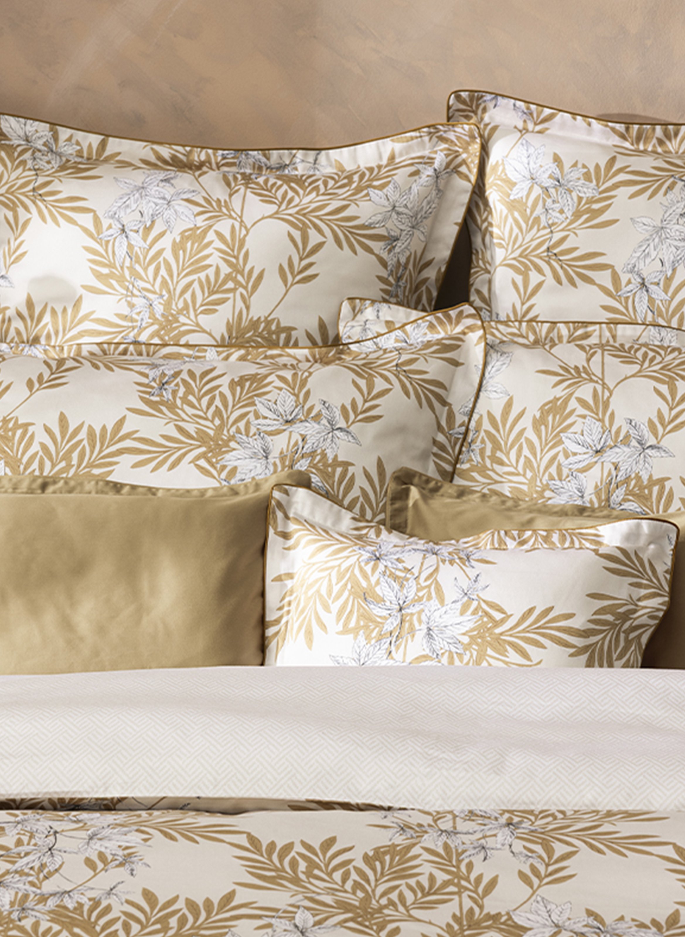 Taie d'oreiller imprimée en satin de coton bio, promenade ALEXANDRE TURPAULT Beige