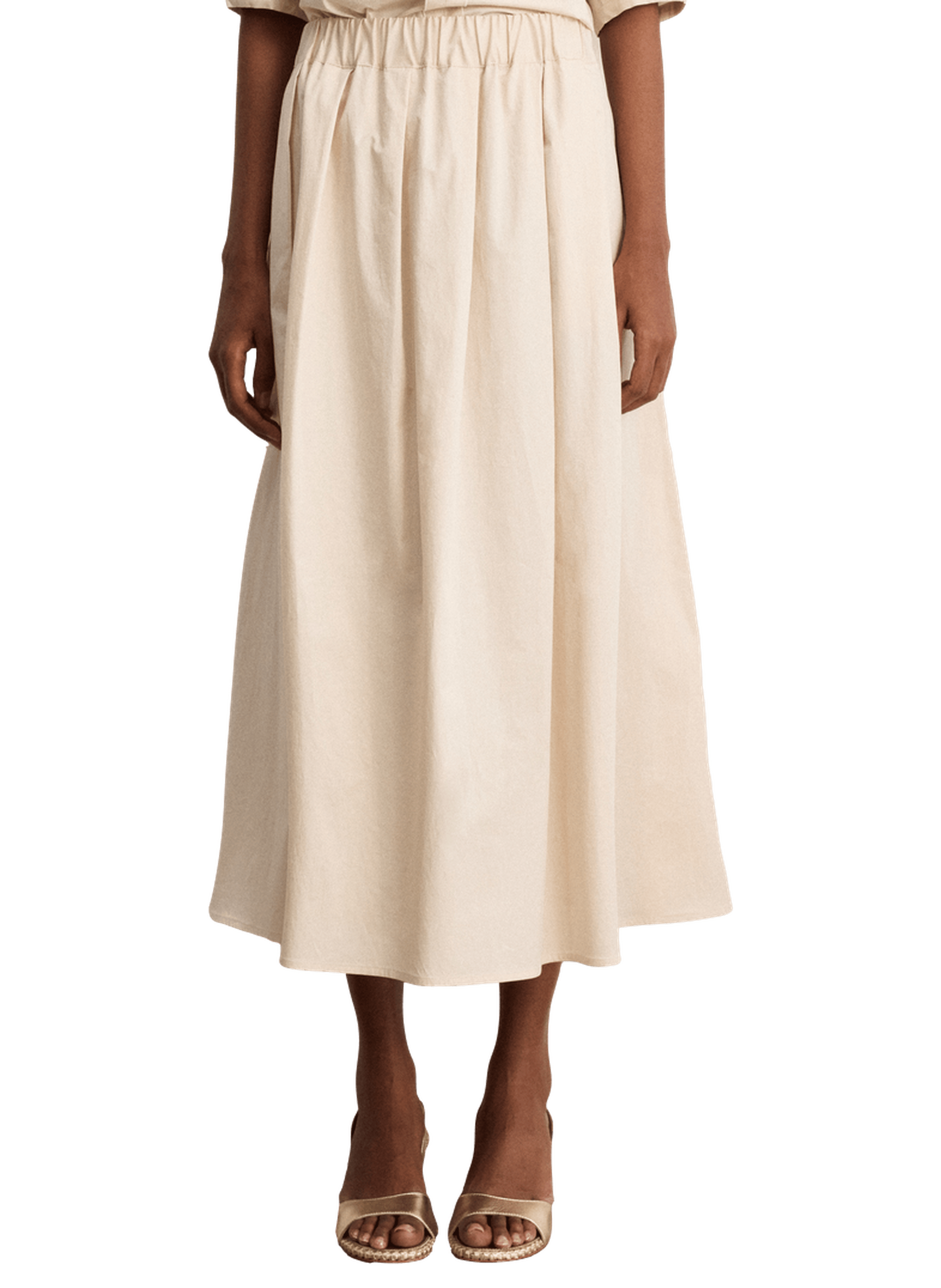 Jupe midi en coton plissé - neyla PABLO Beige