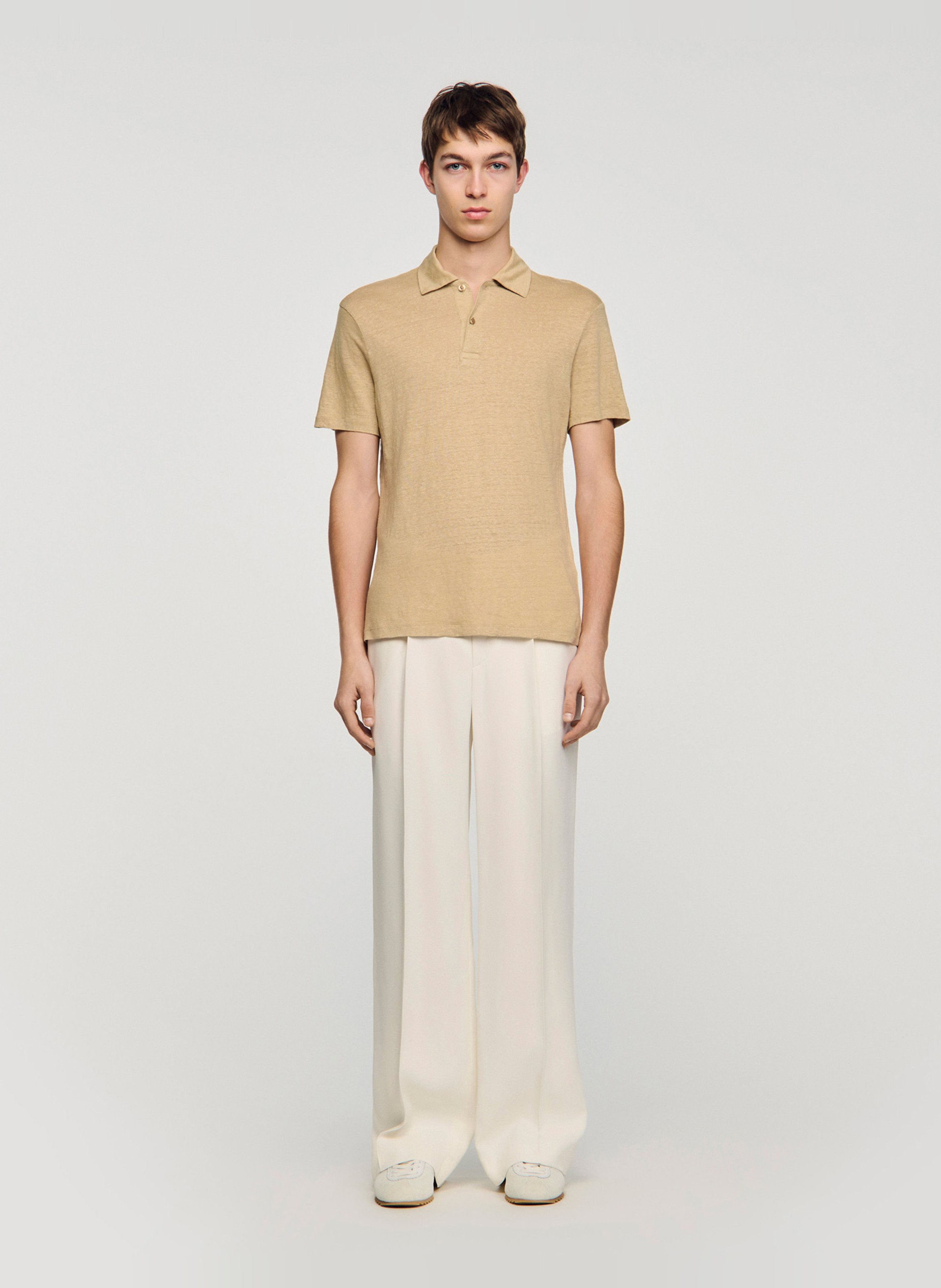 Polo regular-fit en lin SANDRO Beige