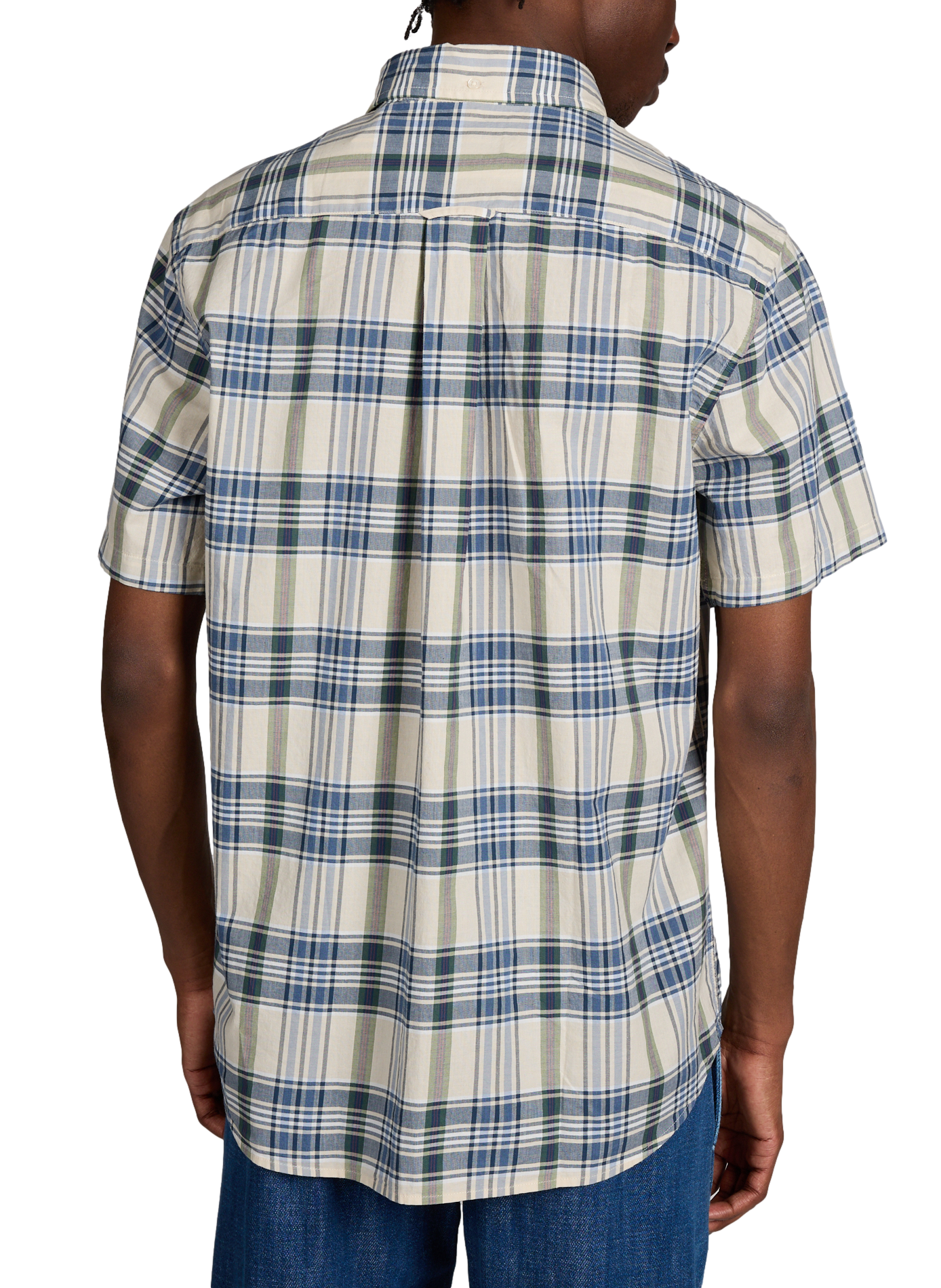 Chemise manches courtes à carreaux Madras en coton GANT Bleu