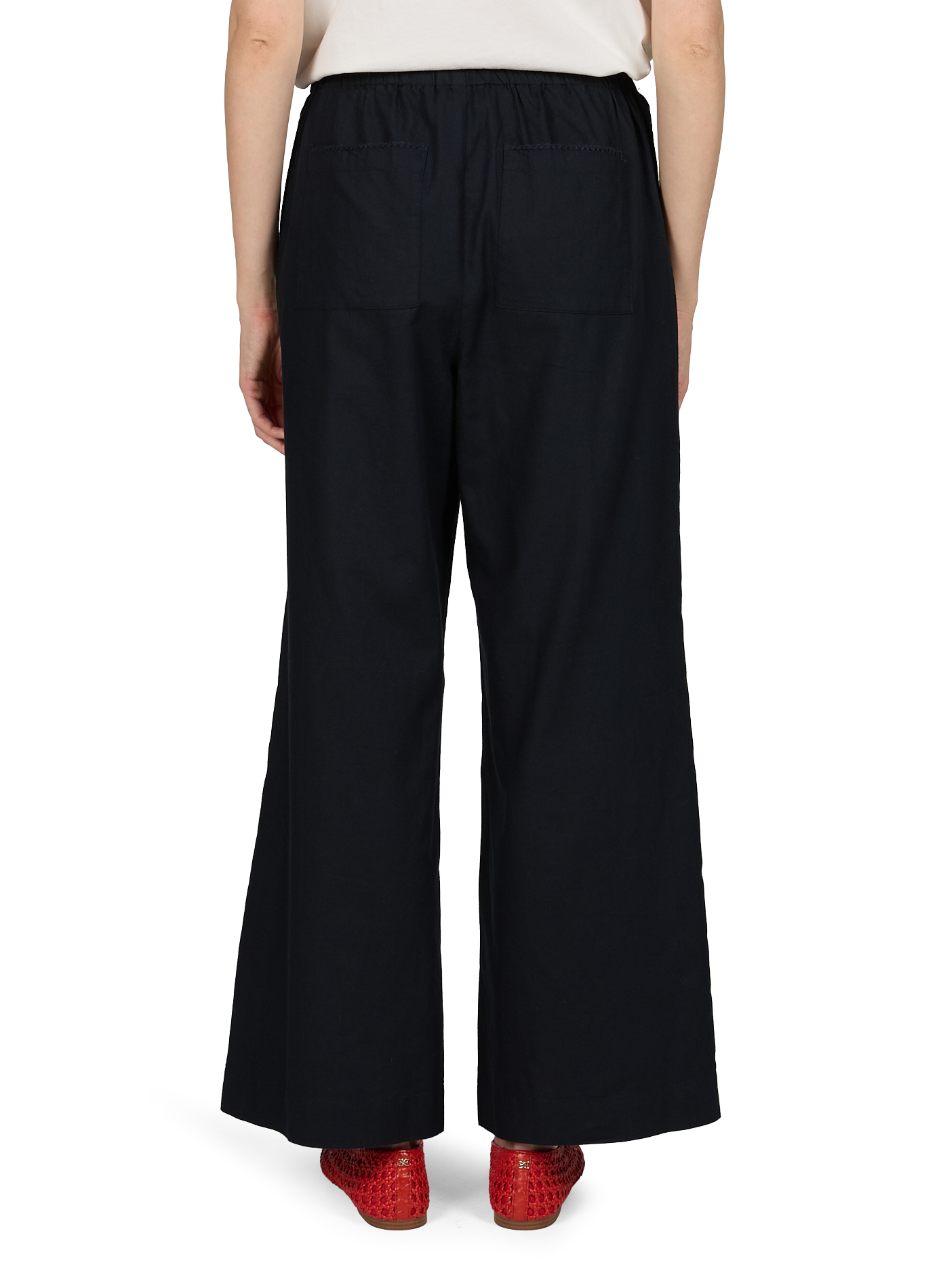 Pantalon broderies poissons en coton THINKING MU Bleu