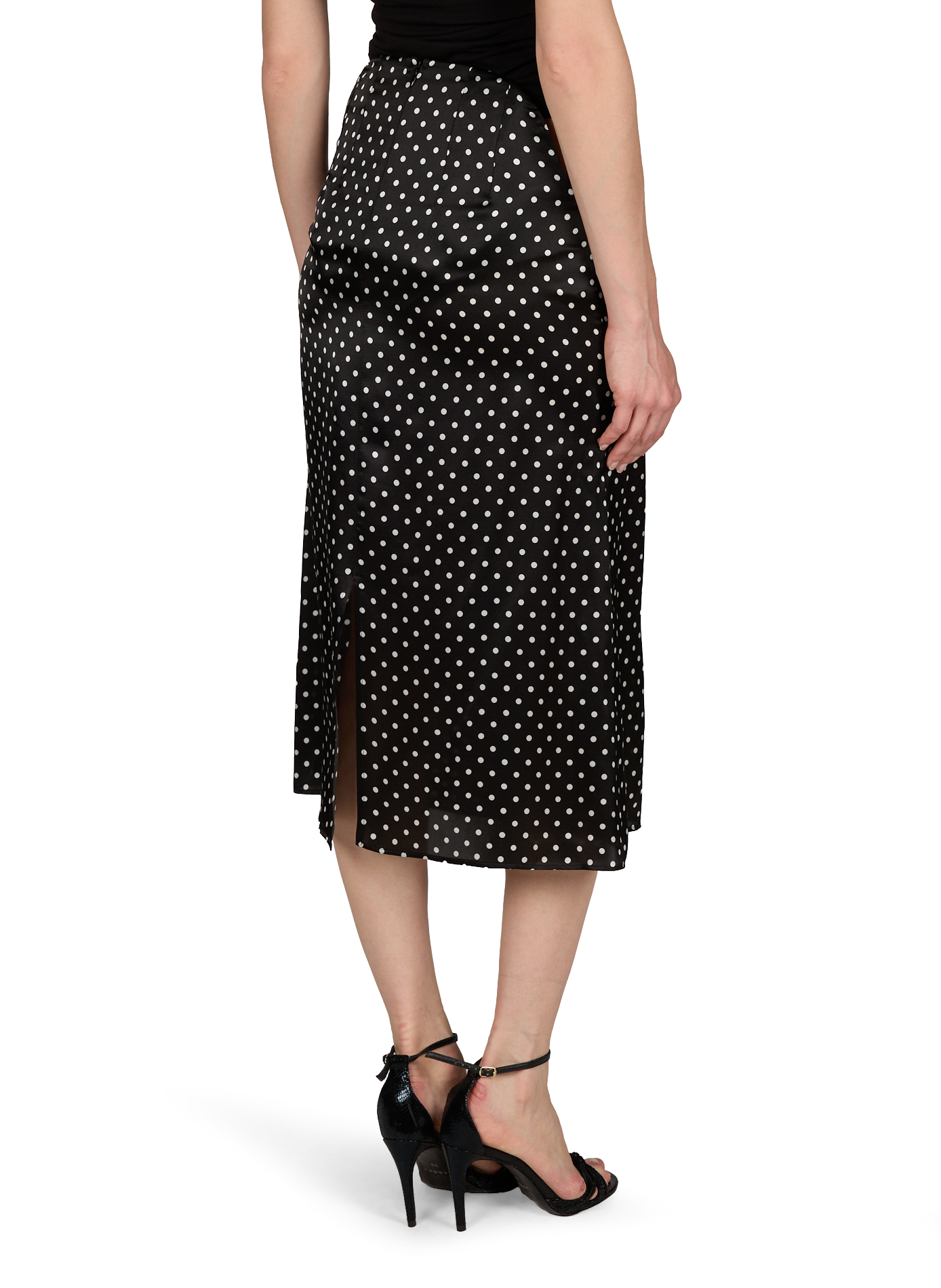 Echancrée polka dot skirt with adjustable silk slip JEAN PAUL GAULTIER Black