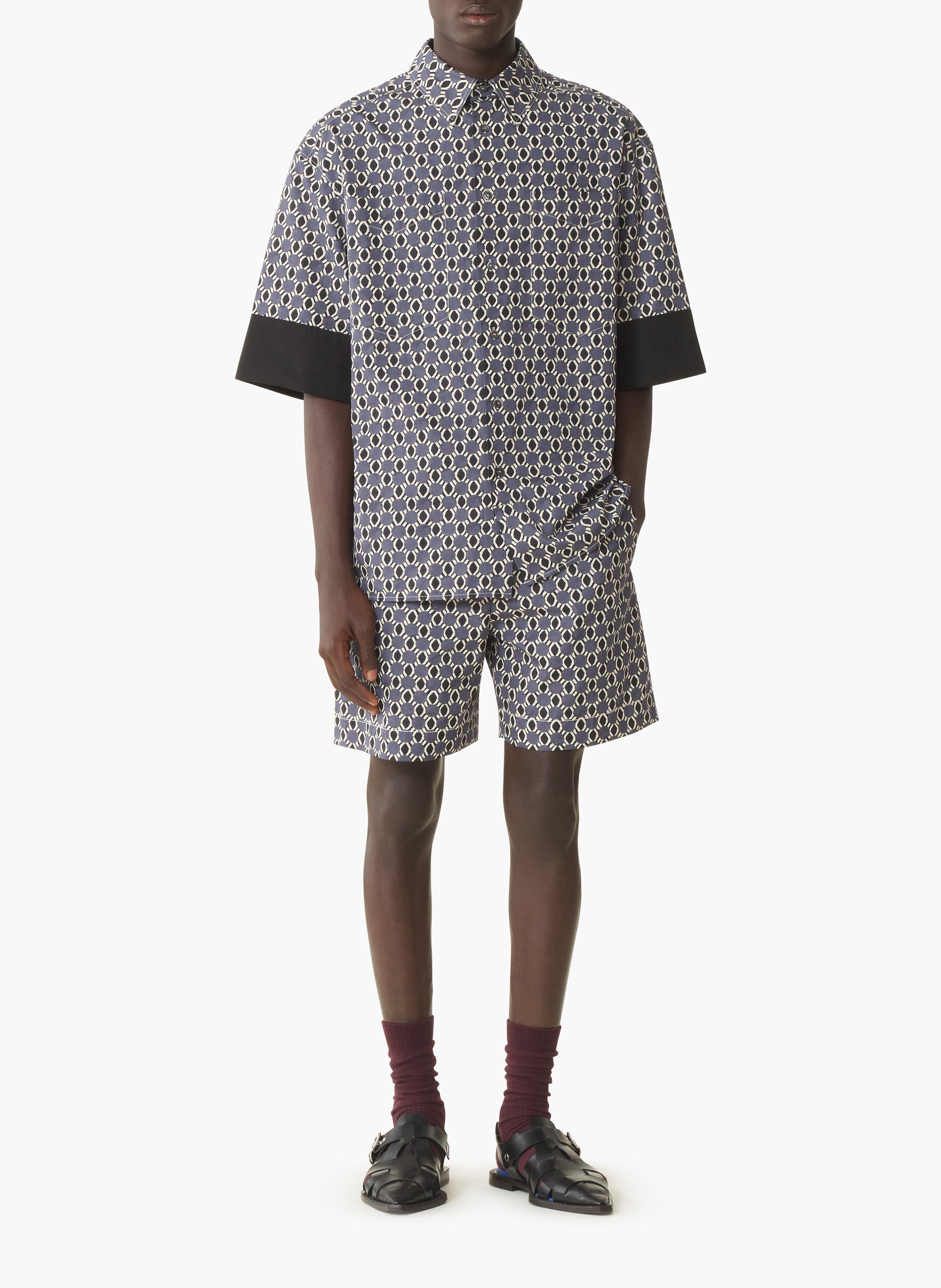 Chemise ample en coton imprimé LANVIN Noir