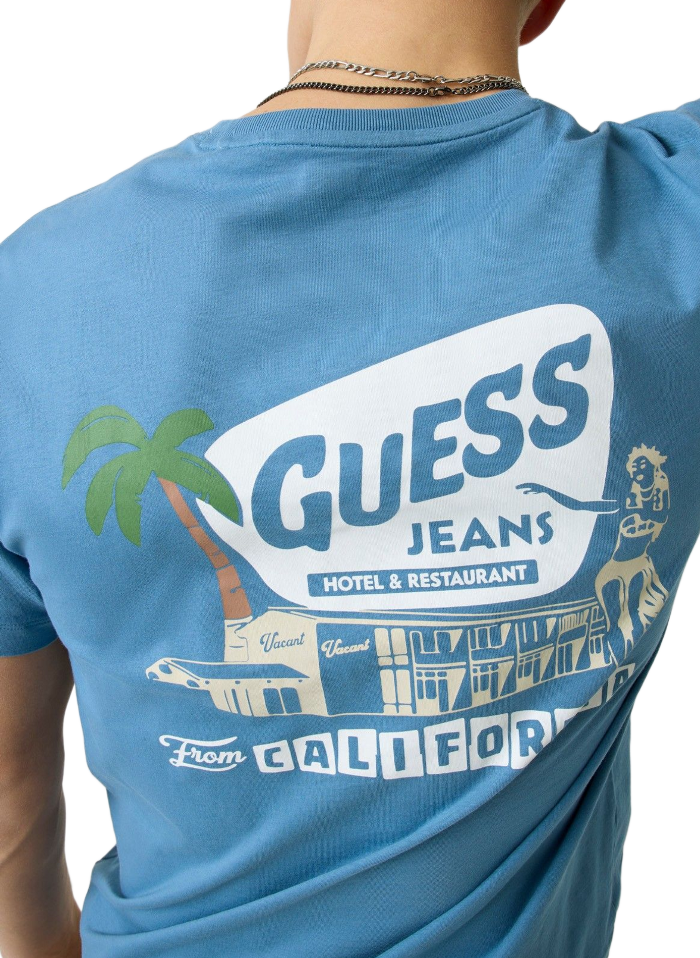 Cotton round-neck T-shirt GUESS Blue