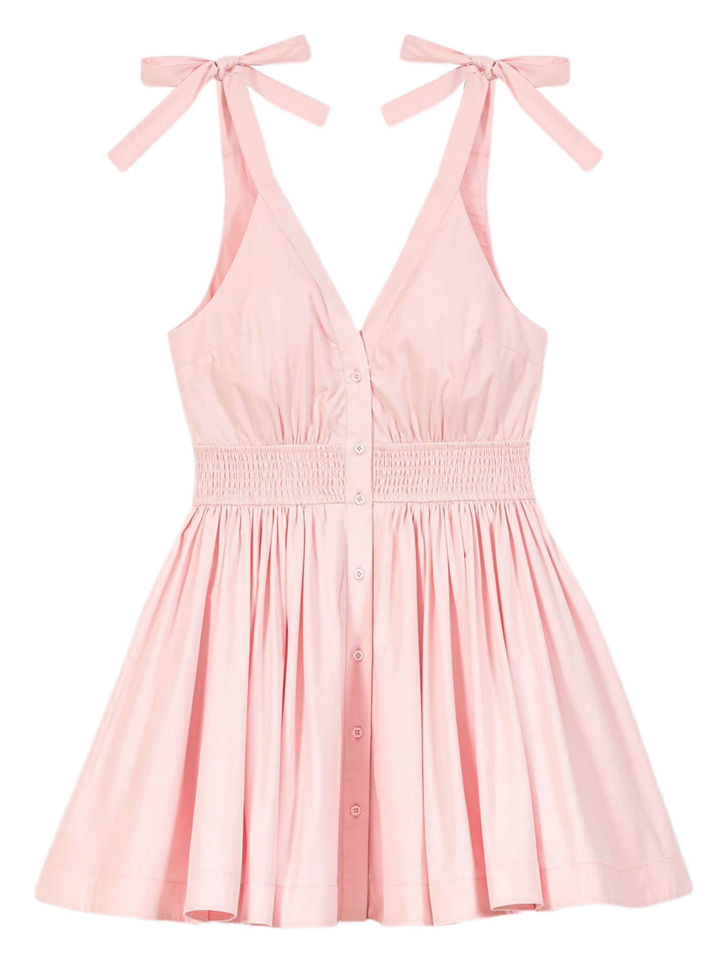Robe courte à bretelles plissée unie Rose