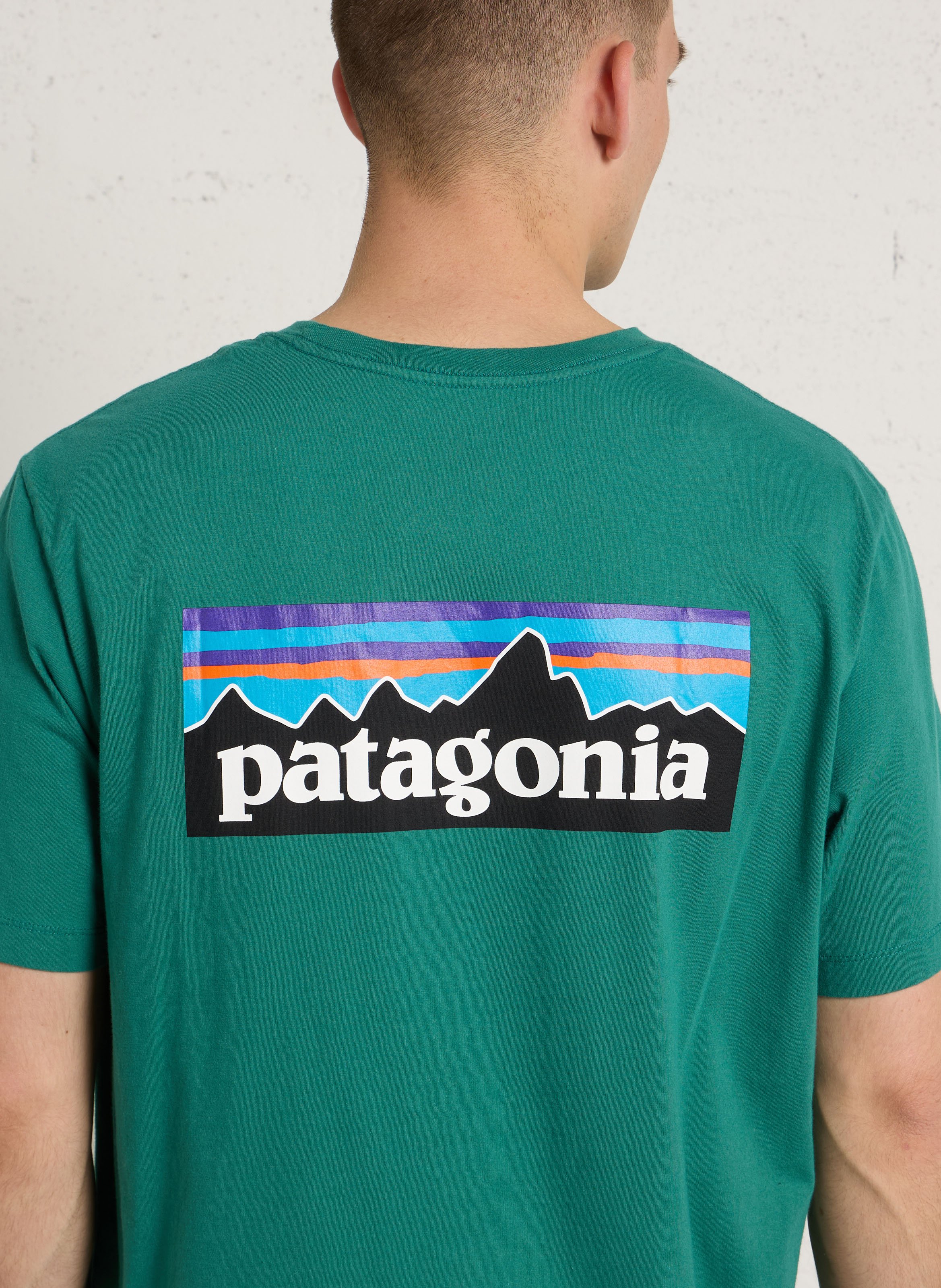 Oversized round neck T-shirt in organic cotton with screen printing PATAGONIA Green