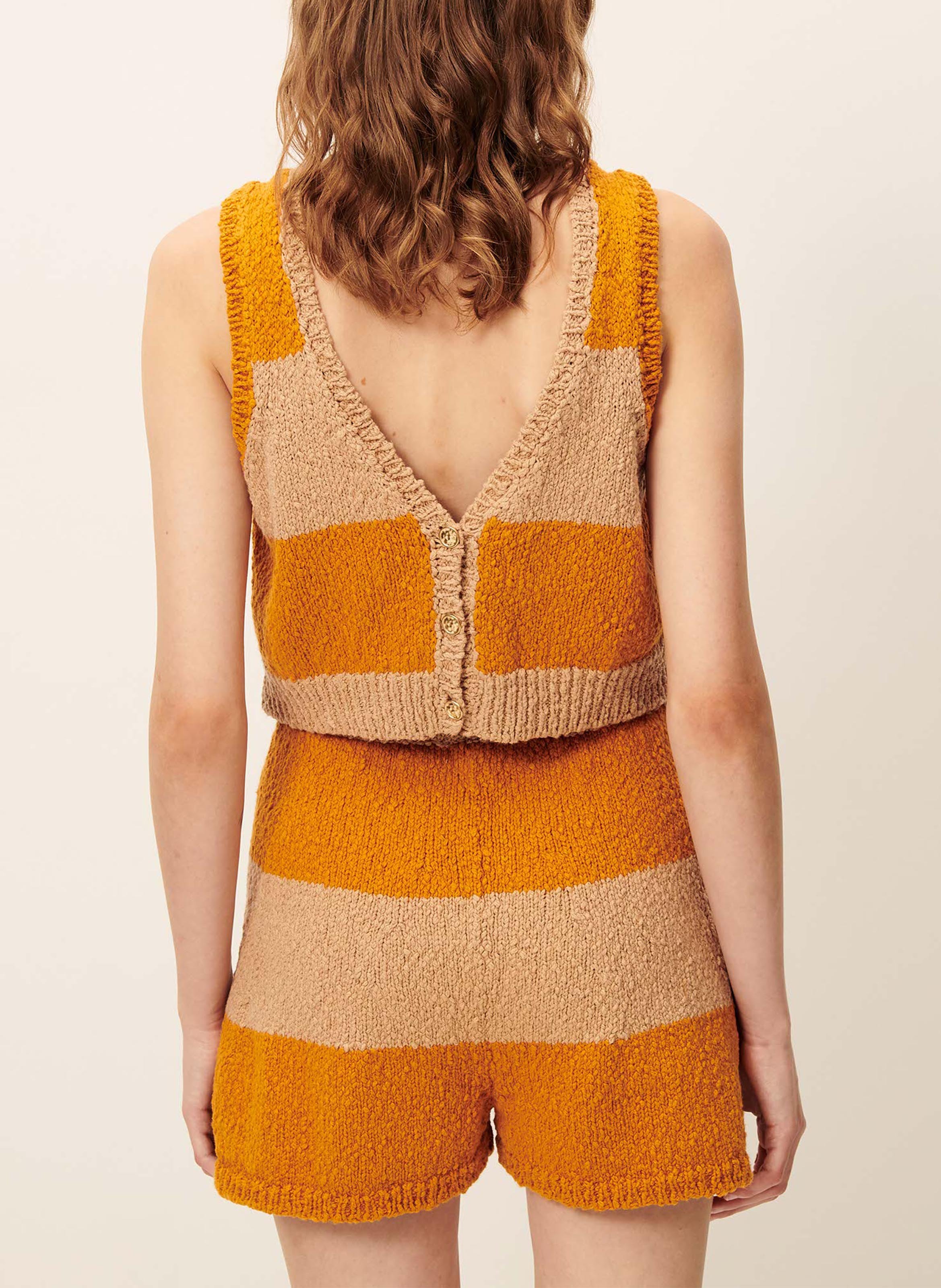 Top droit col v en coton saolo SESSUN Orange